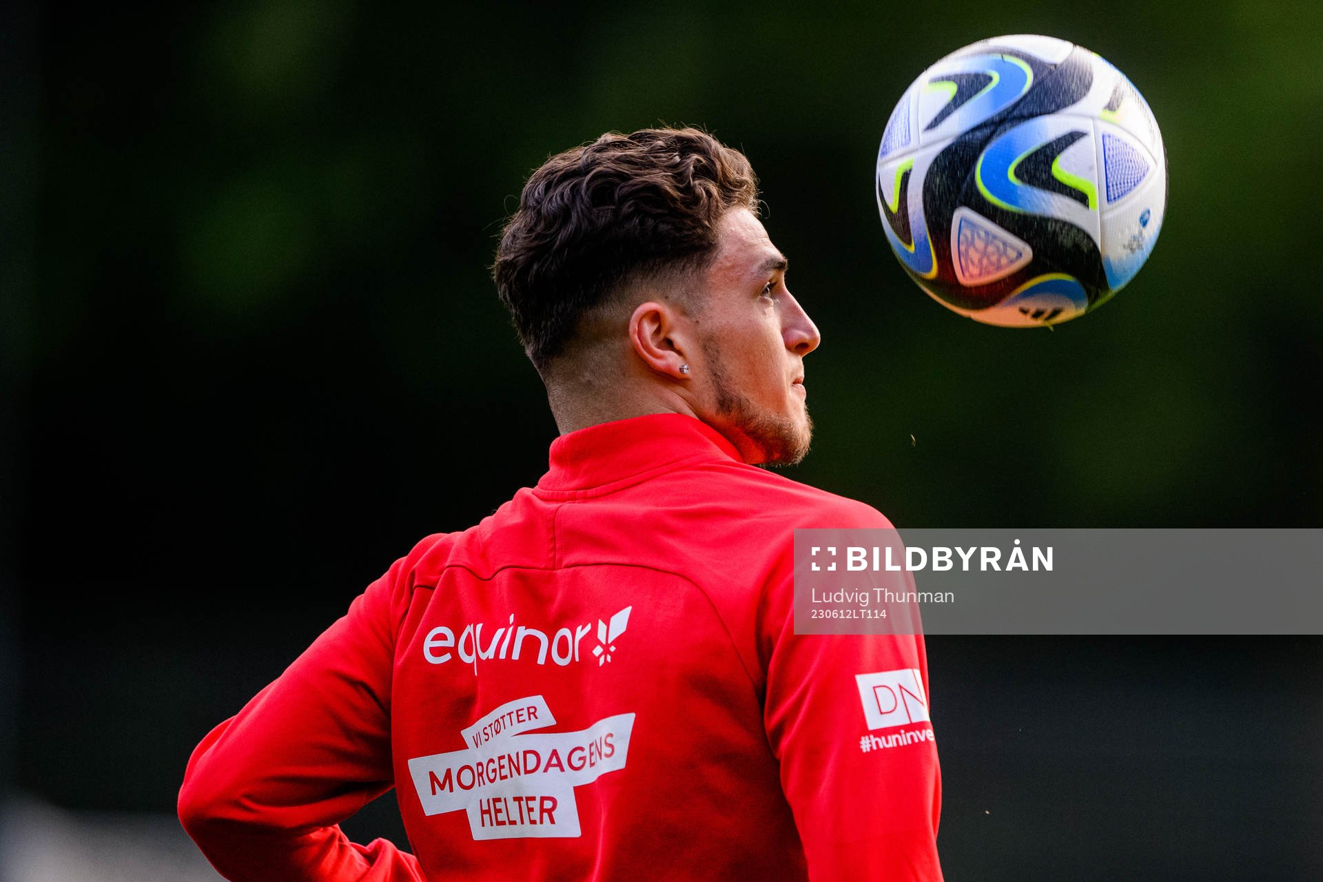 Christos Zafeiris of the Norwegian under-21 national football team at a training session on June 12, 2023 in Saalfelden am Steinernen Meer. 