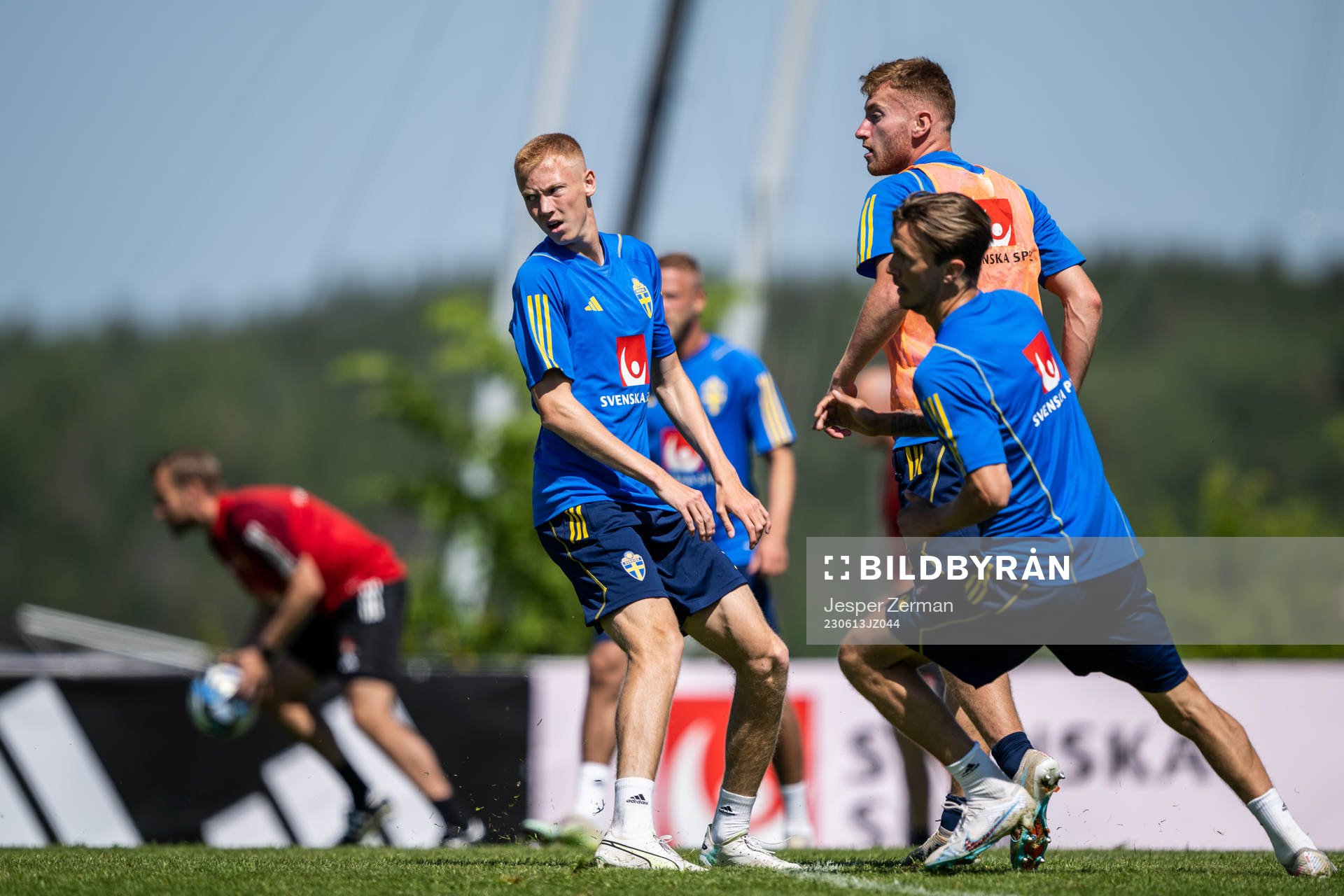 Hugo Larsson, Dejan Kulusevski and Kristoffer Olsson of the