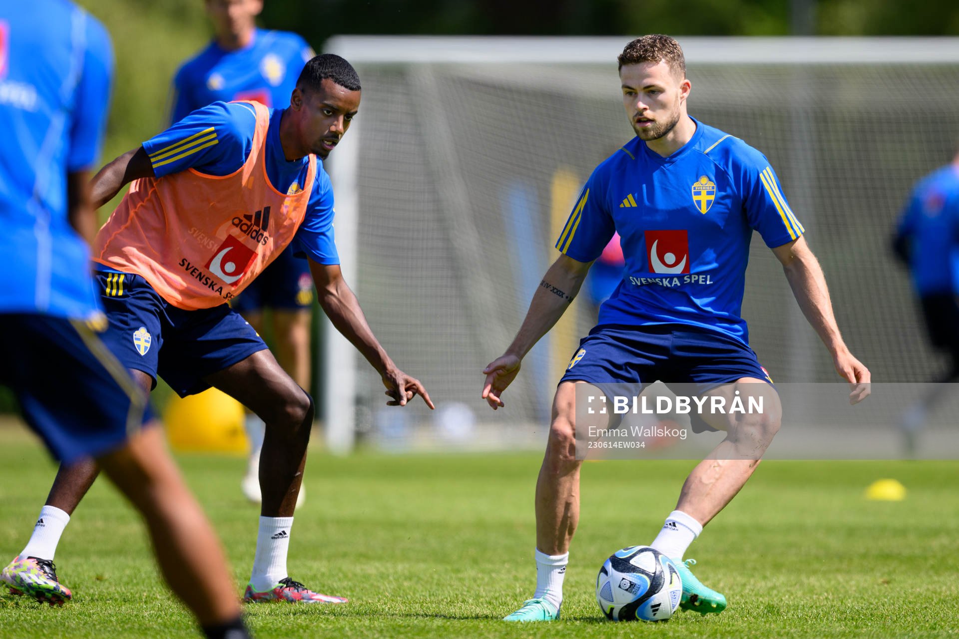 Alexander Isak and Gabriel Gudmundsson of the Swedish