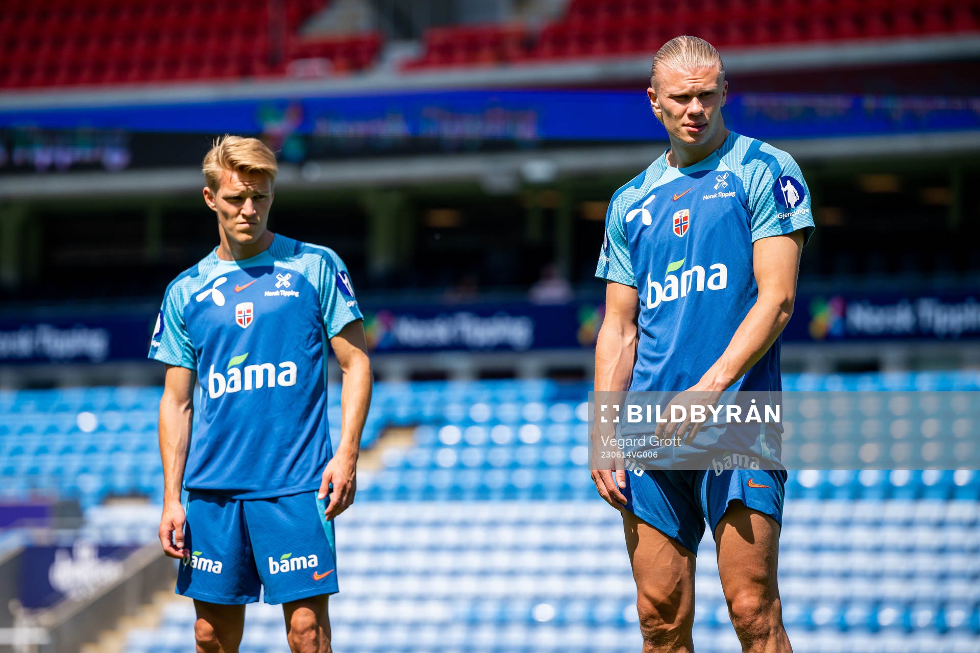 Martin Ødegaard and Erling Braut Haaland of the Norwegian
