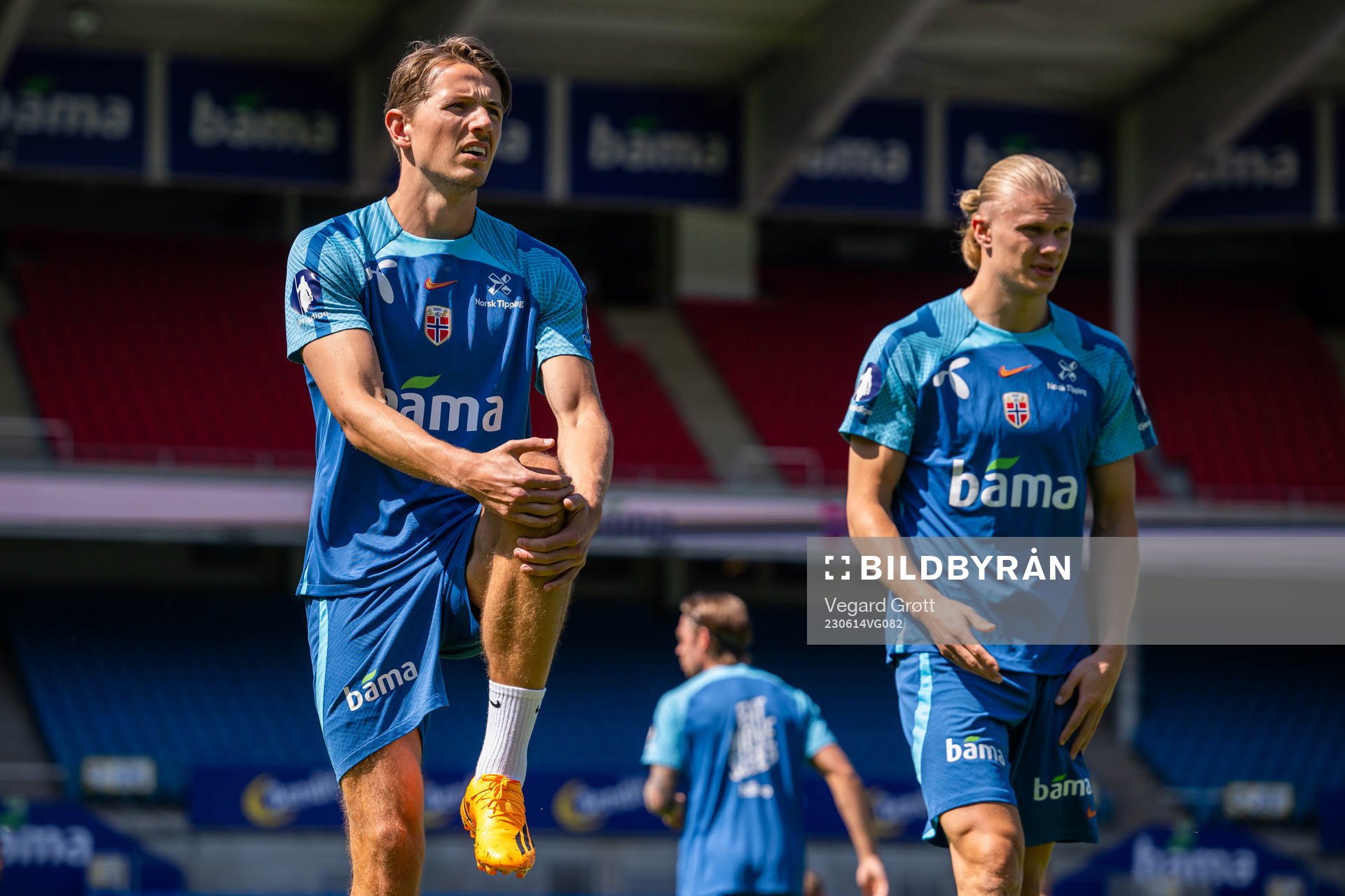 Sander Berge and Erling Braut Haaland of the Norwegian