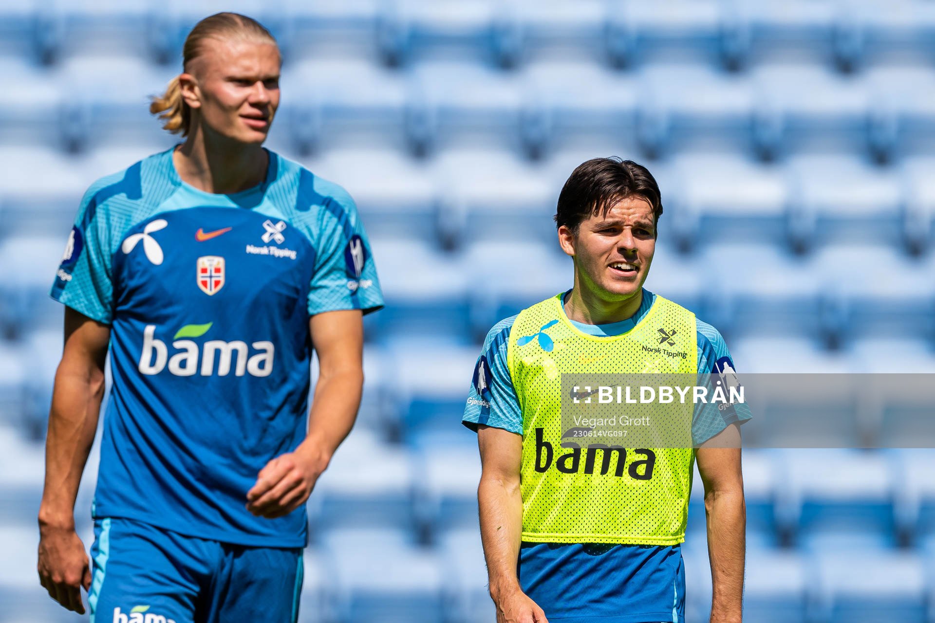 Erling Braut Haaland and Hugo Vetlesen of the Norwegian