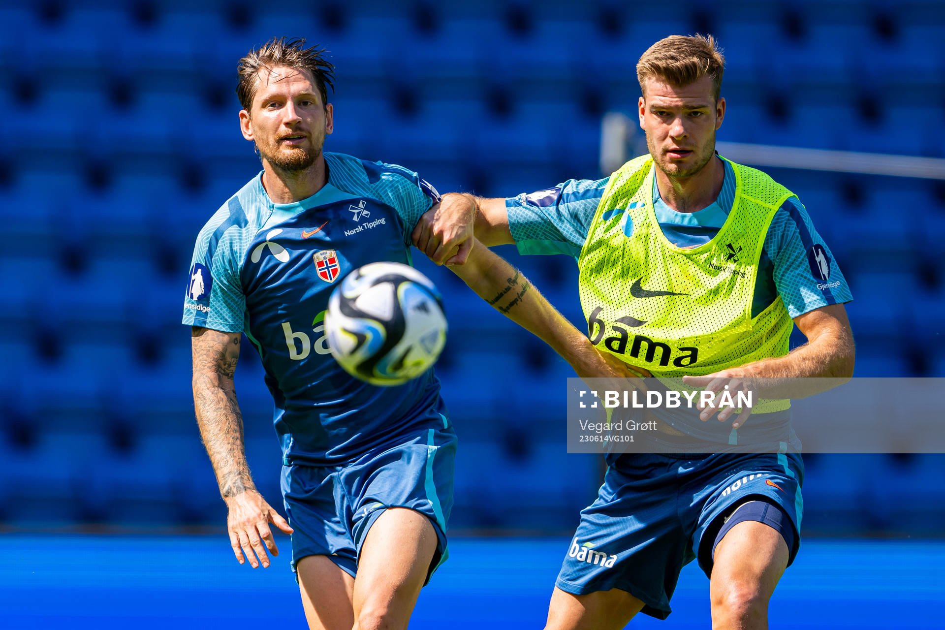 Stefan Strandberg and Alexander Sørloth of the Norwegian