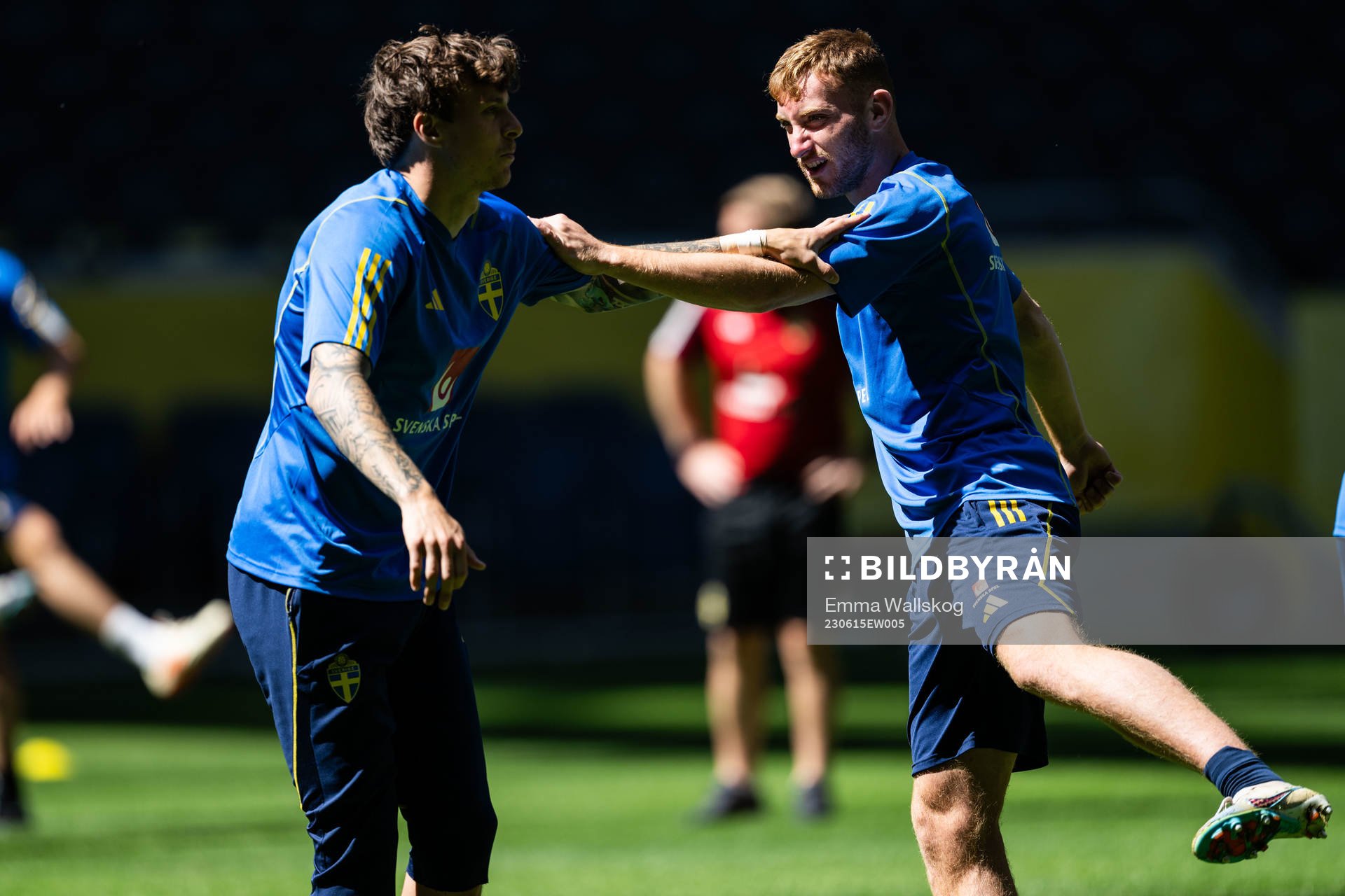 Victor Nilsson Lindelöf and Dejan Kulusevski of the