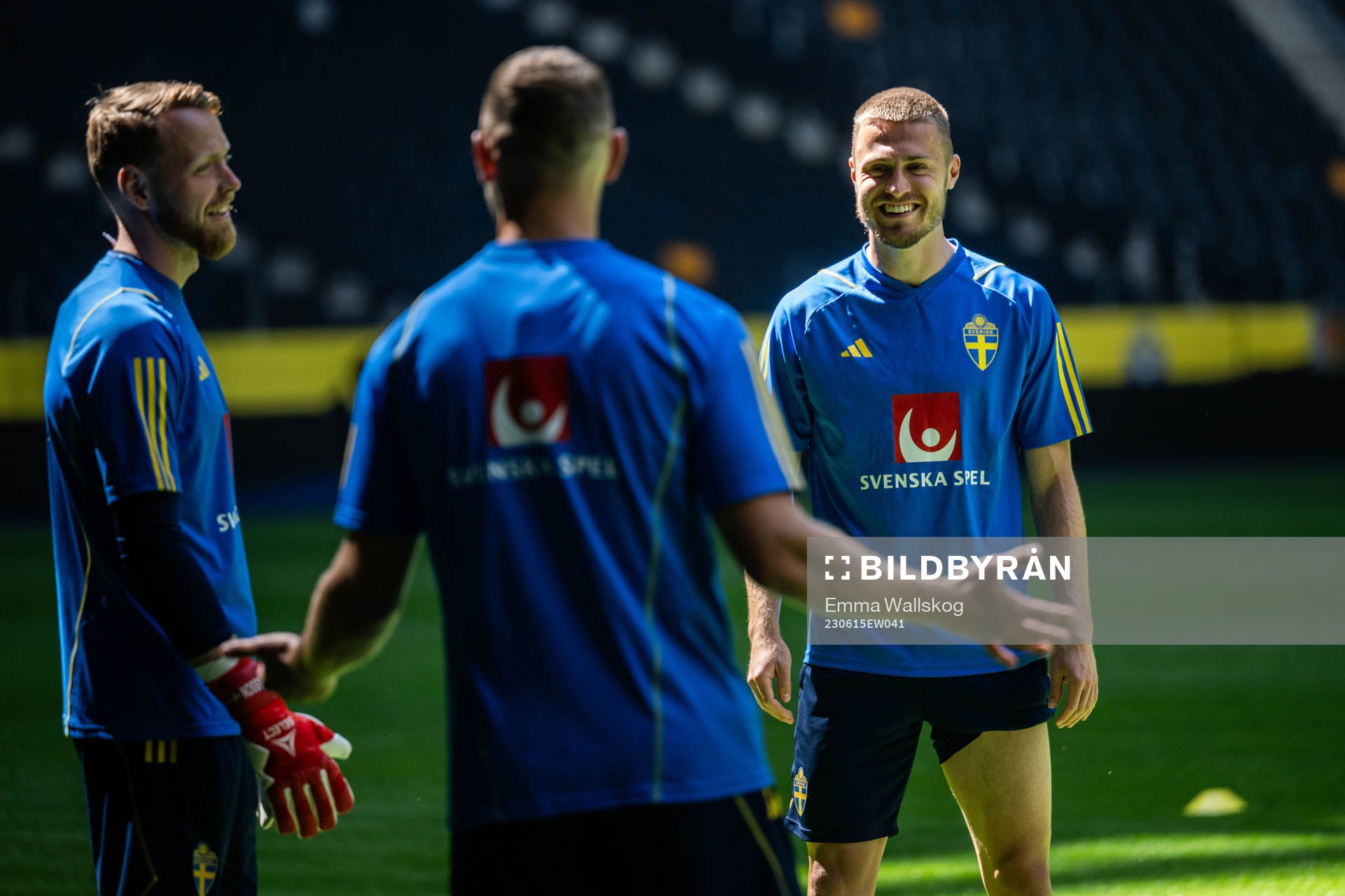 Goalkeeper Viktor Johansson and Mattias Svanberg of the