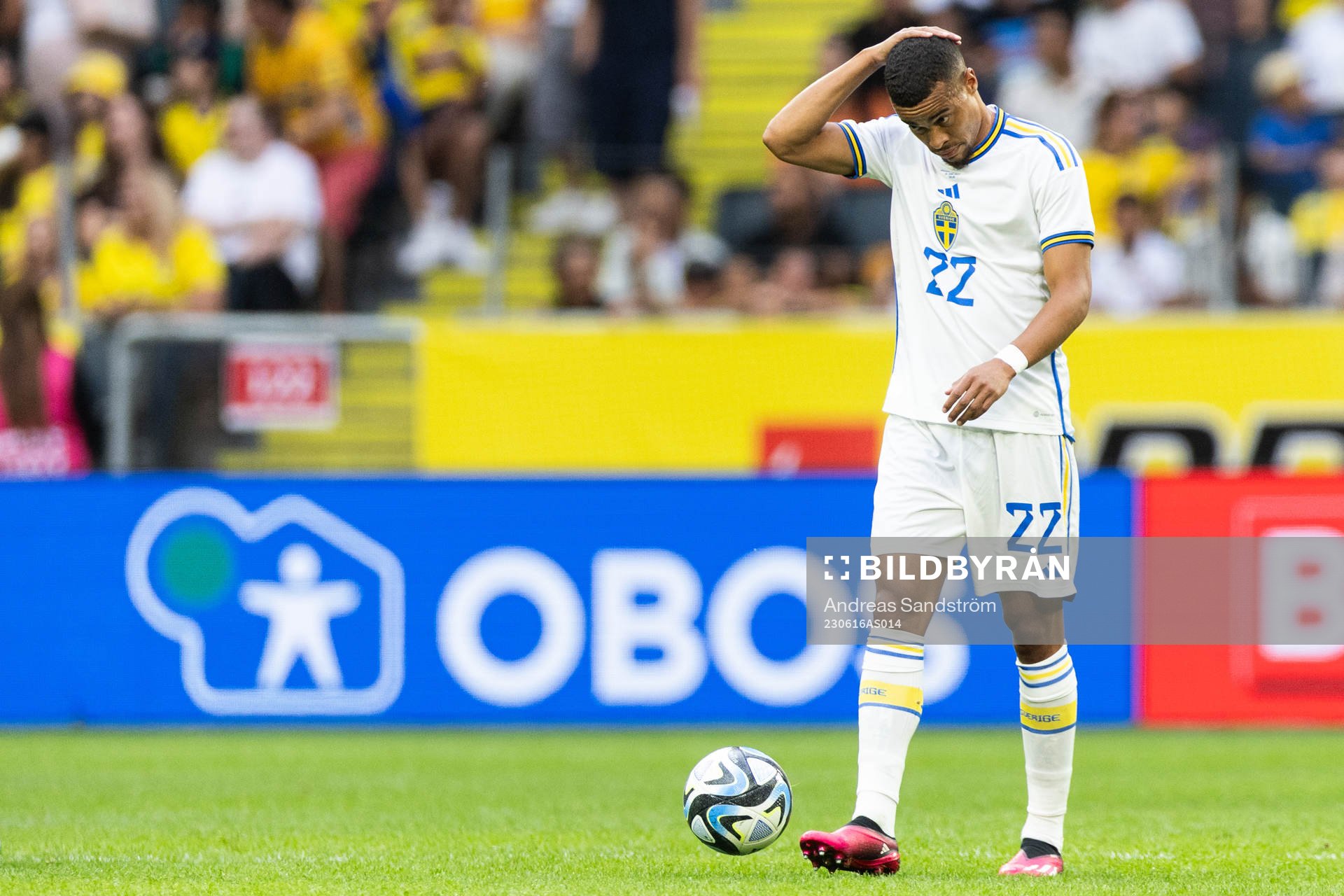 Robin Quaison of Sweden looks dejected