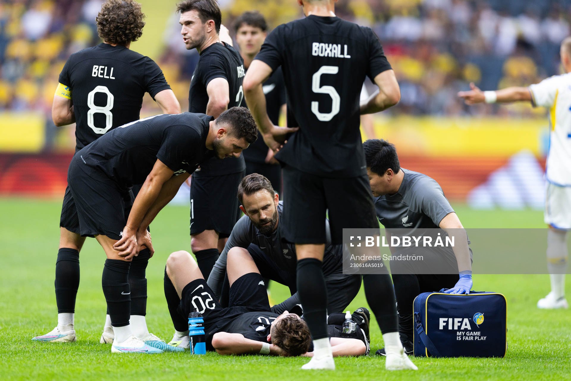 Callum Mccowatt of New Zealand in pain