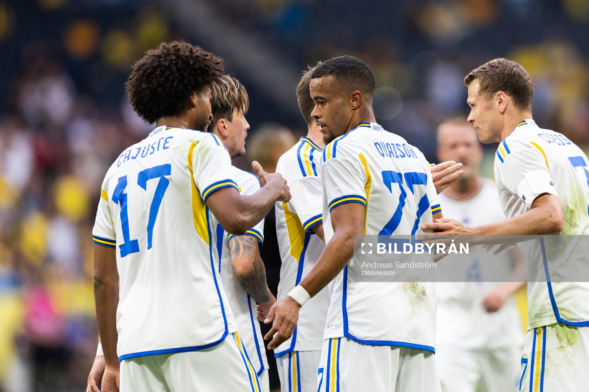 Robin Quaison of Sweden celebrates