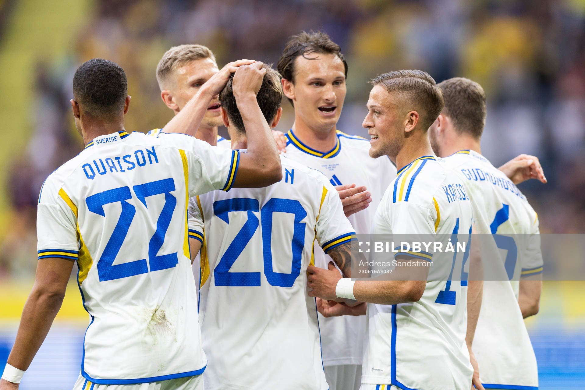 Jesper Karlsson of Sweden celebrate with his team mates