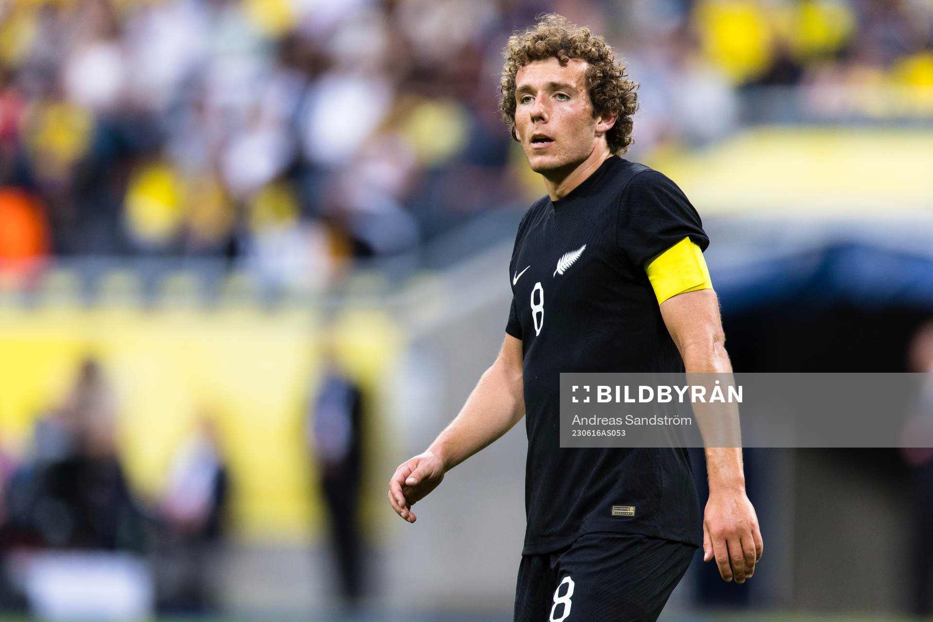 Joe Bell of New Zealand during the international friendly football match between Sweden and New Zealand on June 16, 2023 in Stockholm.