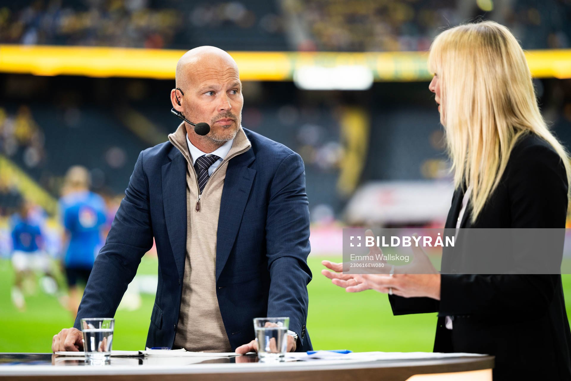 Fredrik Ljungberg in the studio of Swedish broadcaster