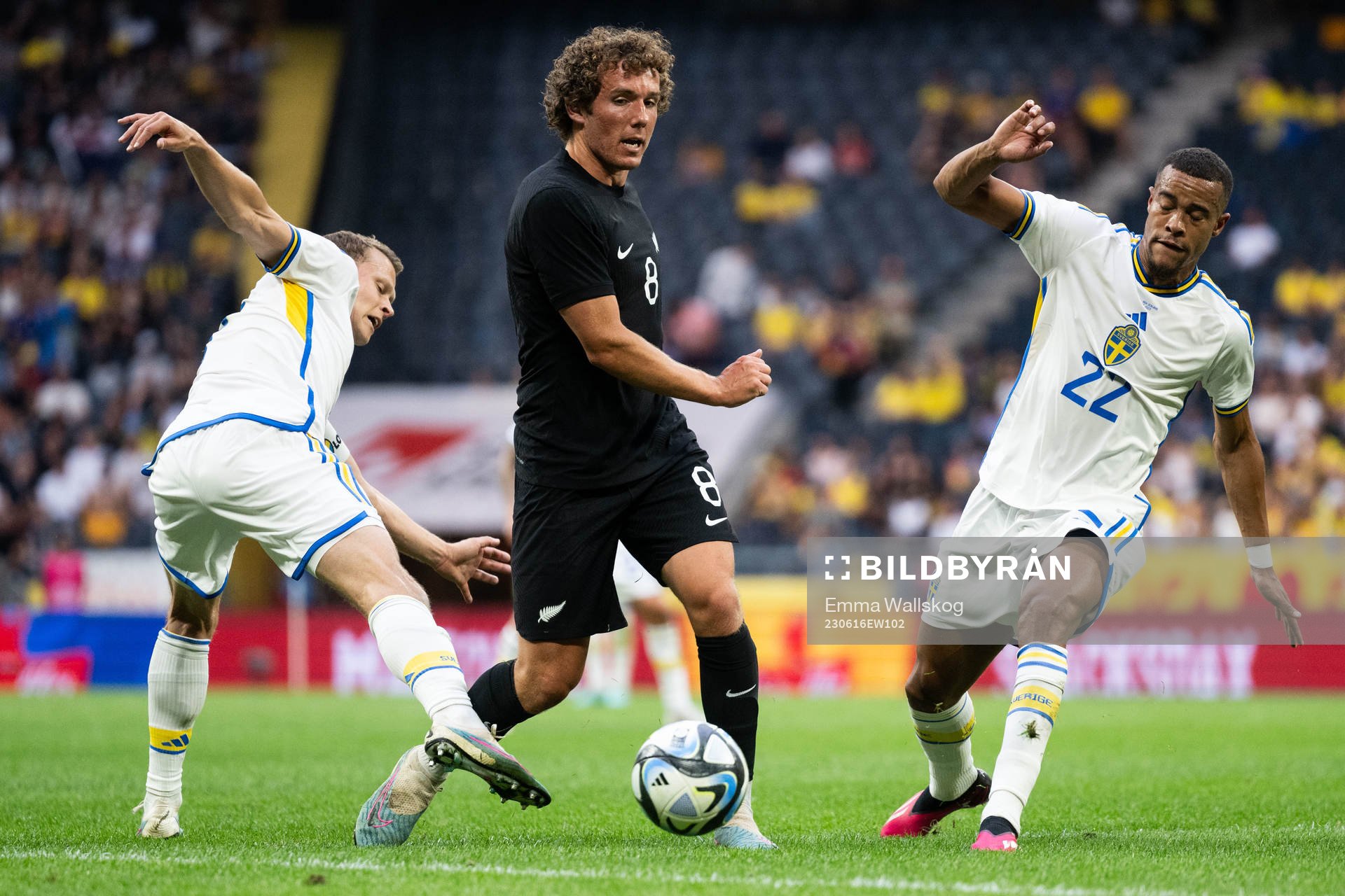 Viktor Claesson and Robin Quaison of Sweden against Joe