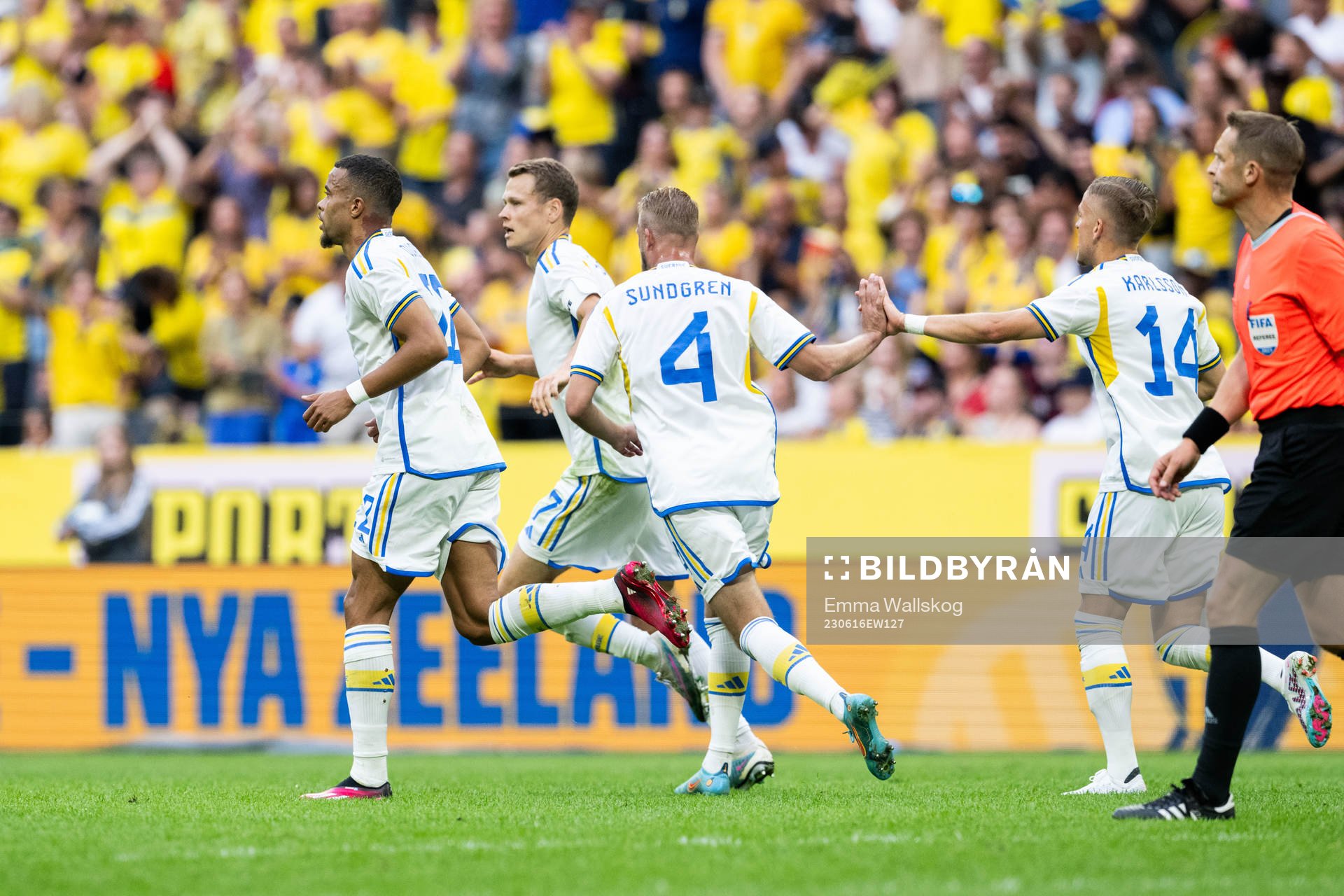 Robin Quaison, Viktor Claesson, Daniel Sundgren and Jesper