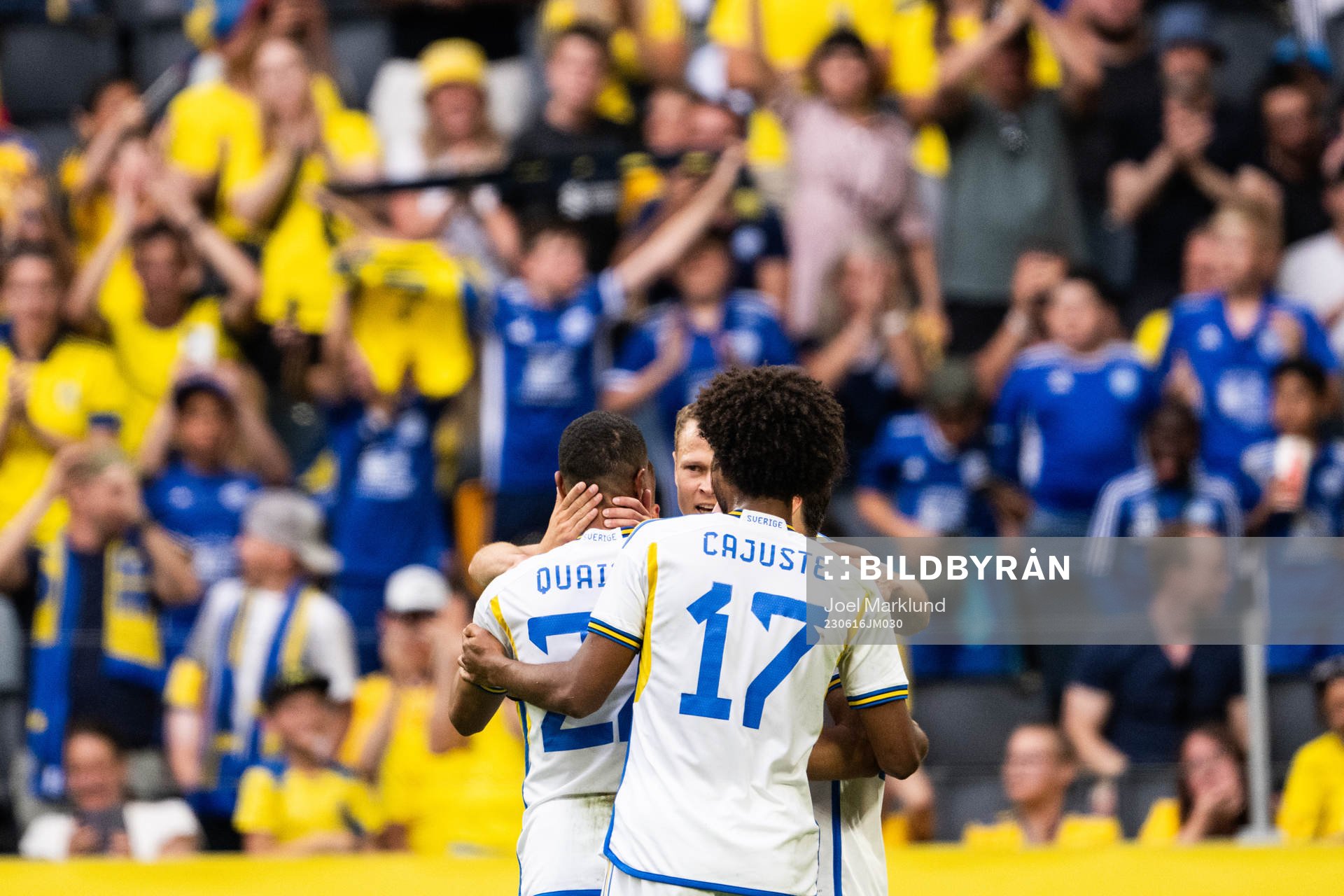 Robin Quaison, Kristoffer Olsson and Jens Cajuste  of