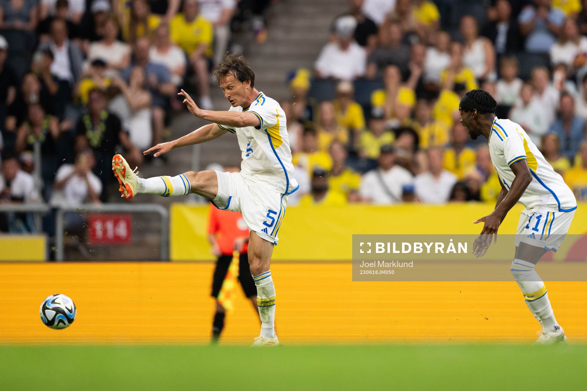 Hjalmar Ekdal and Anthony Elanga of Sweden