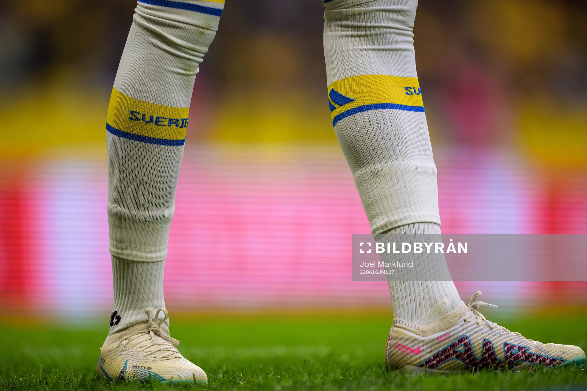 Detail of socks of Anthony Elanga of Sweden