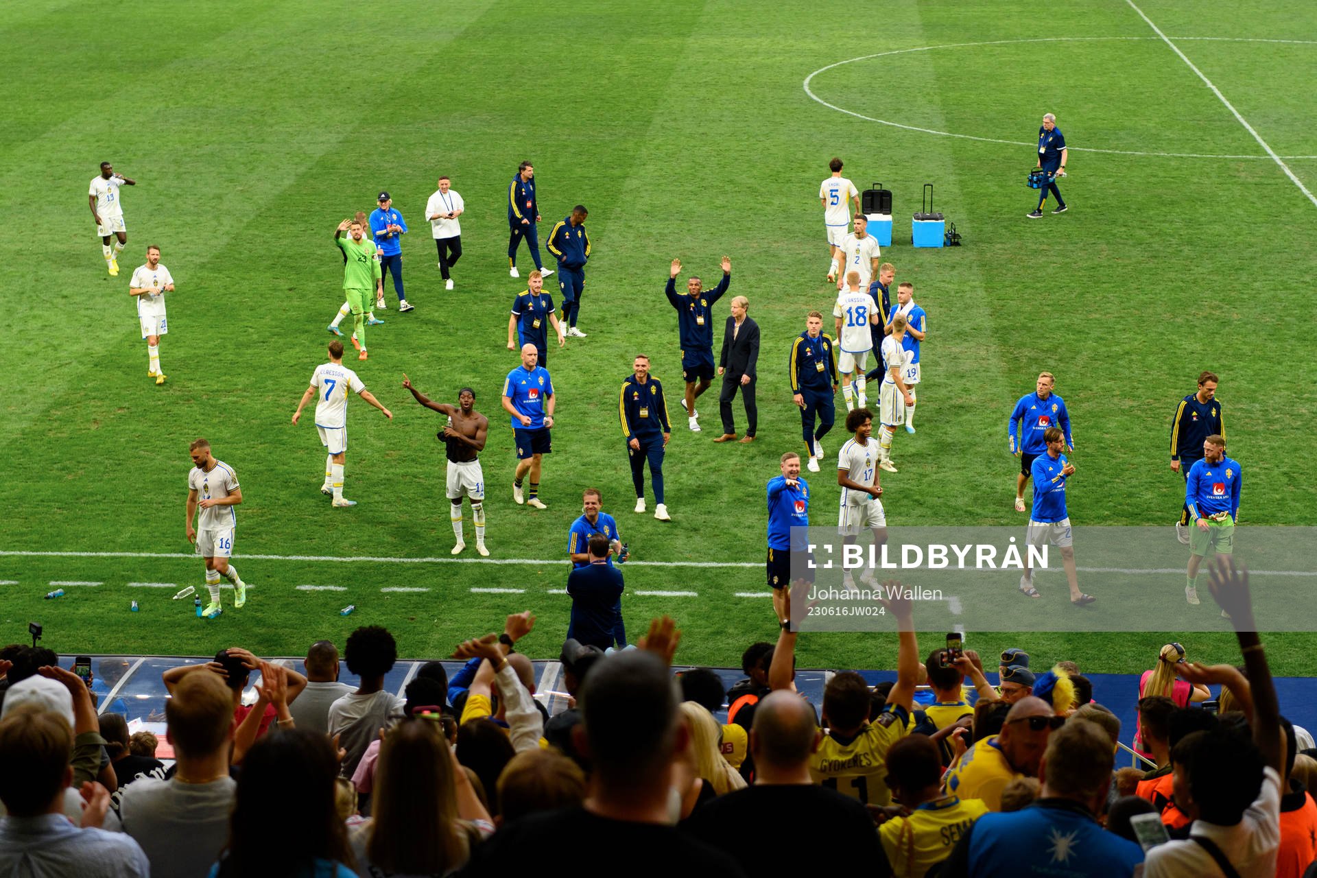 The Swedish players celebrate