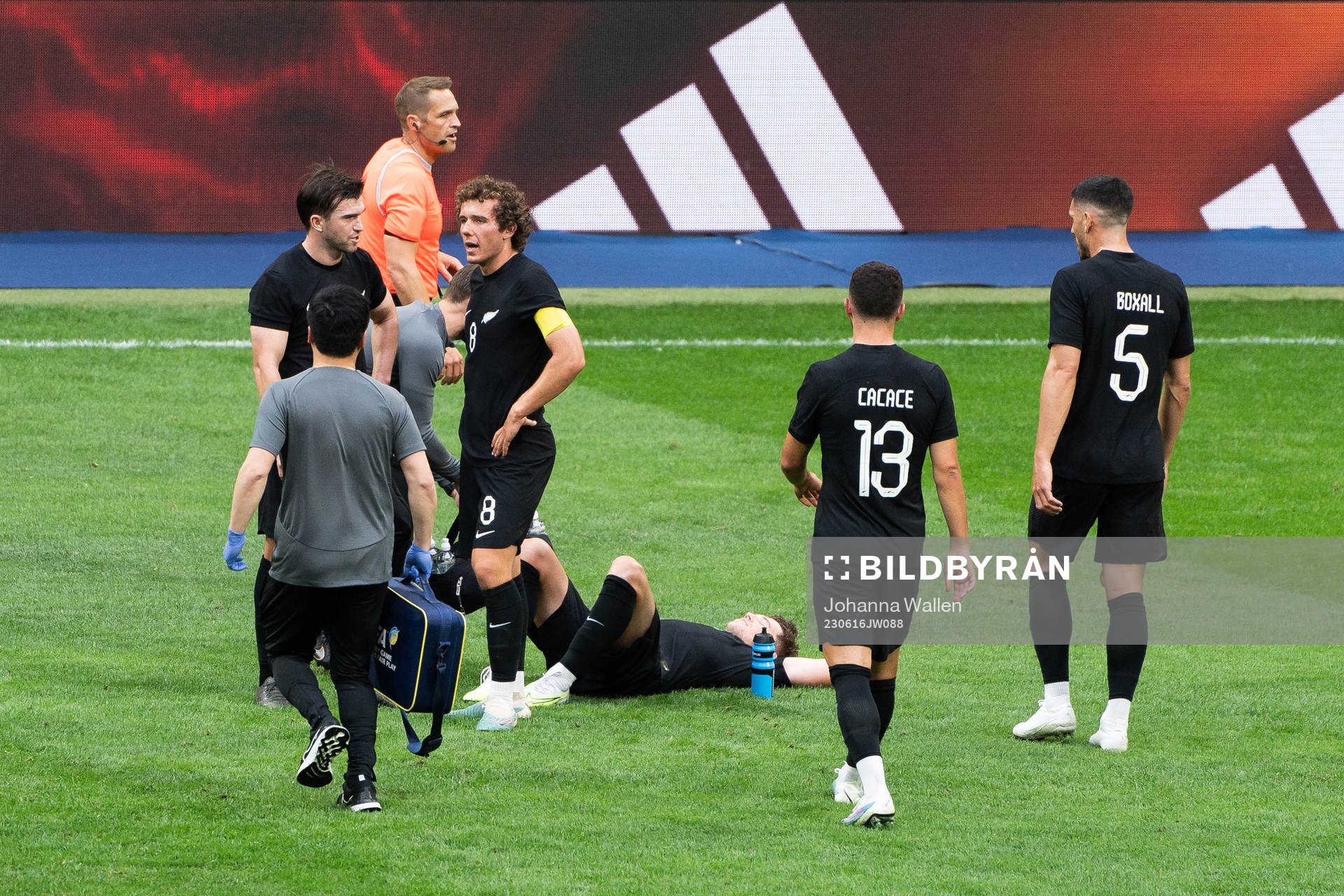 Callum Mccowatt of New Zealand in pain