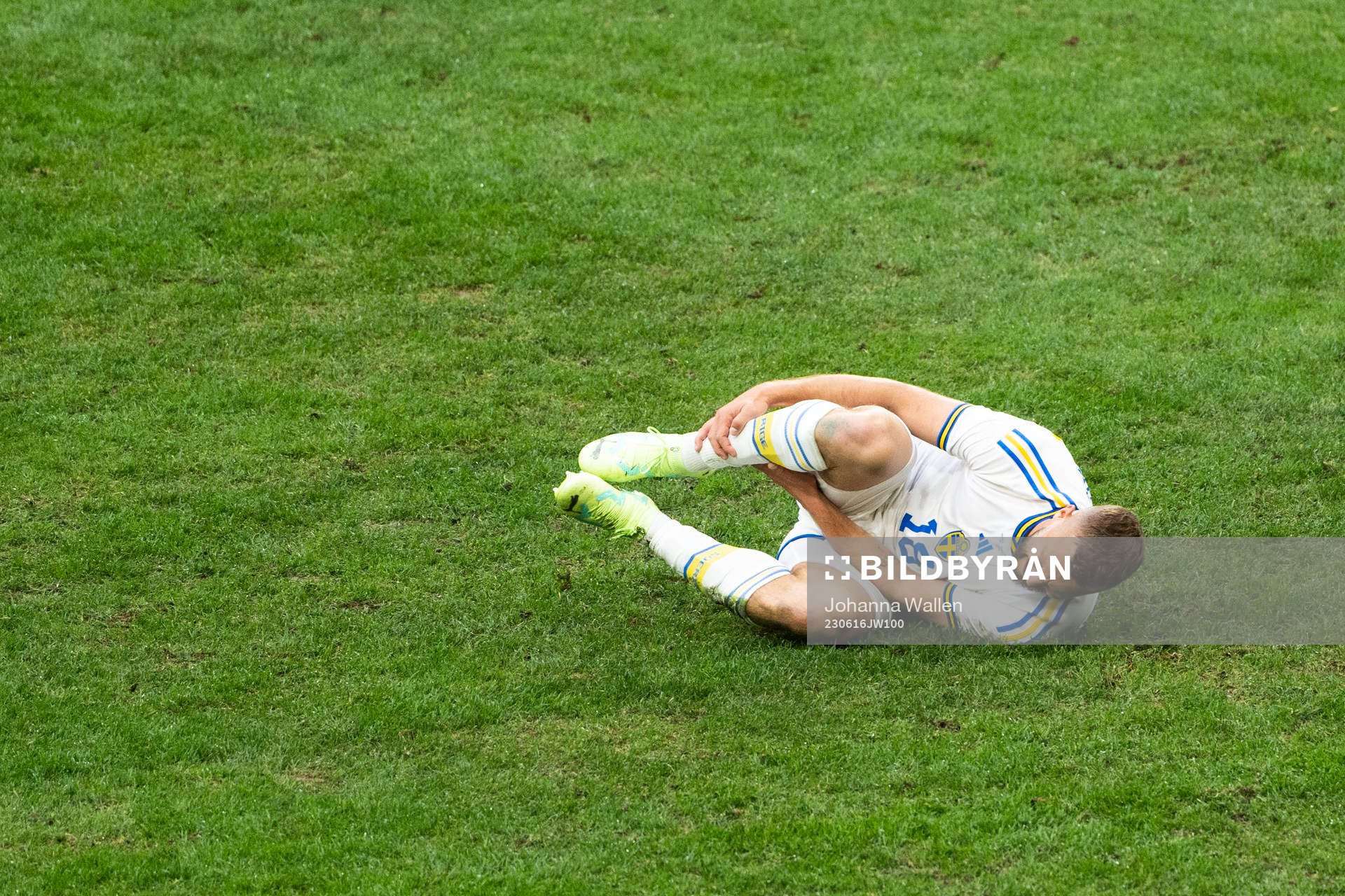 Jesper Karlström of Sweden in pain