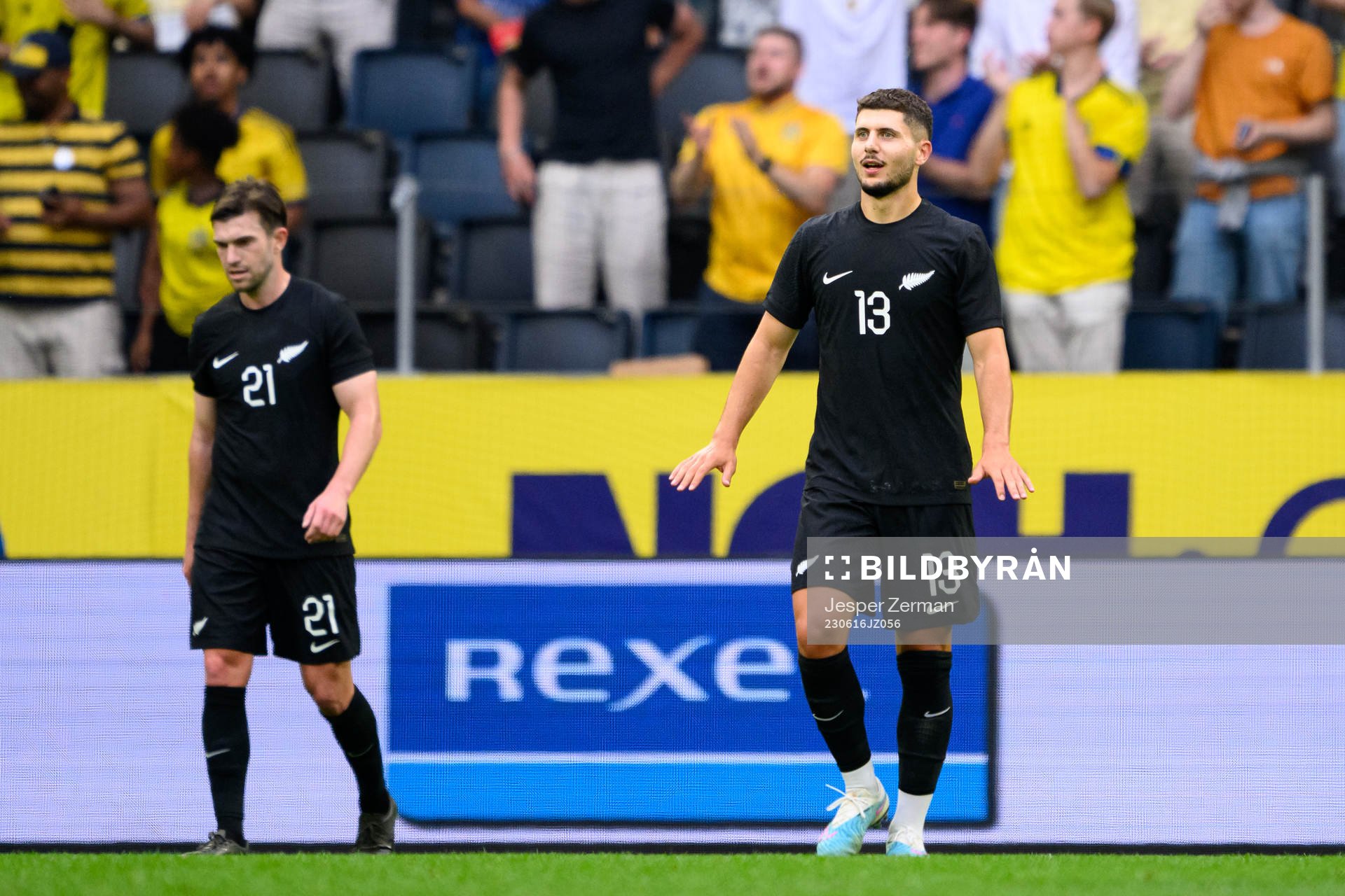 Tim Payne and Liberato Cacace of New Zealand look dejected