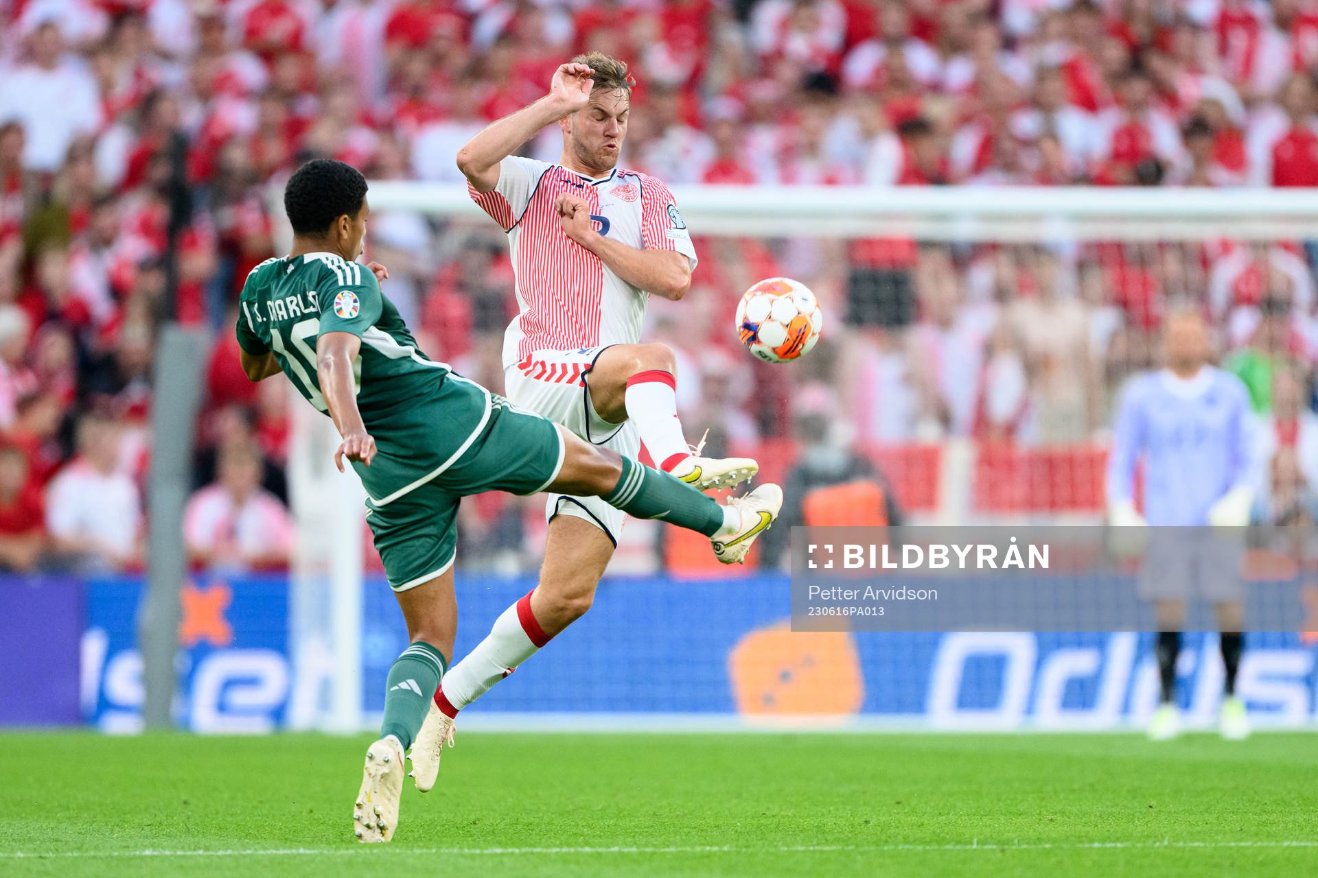 Joachim Andersen of Denmark during the UEFA Euro Qualifier football match between Denmark and Northern Ireland on June 16, 2023 in Copenhagen.