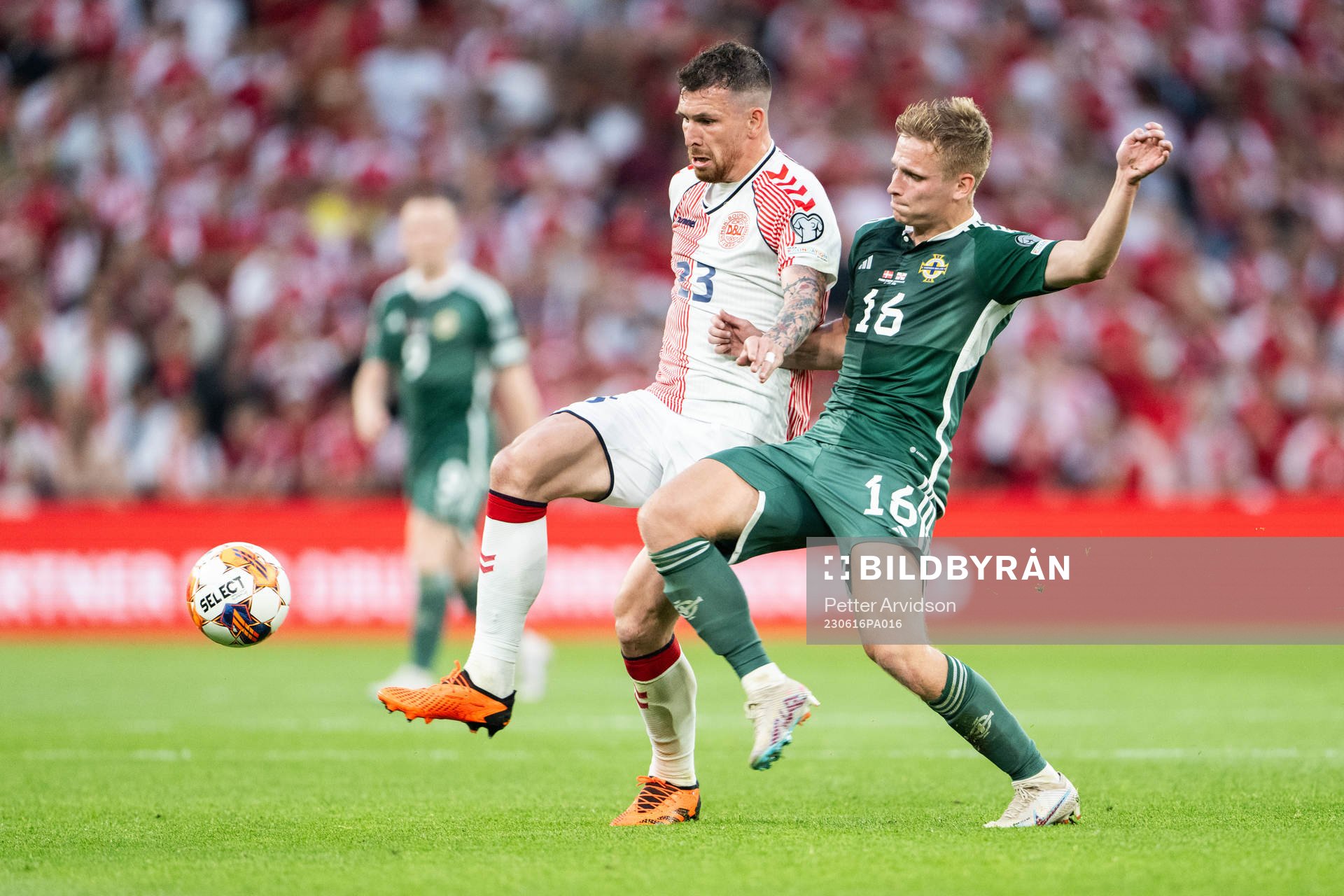 Pierre-Emile Højbjerg of Denmark and Alistair McCann of