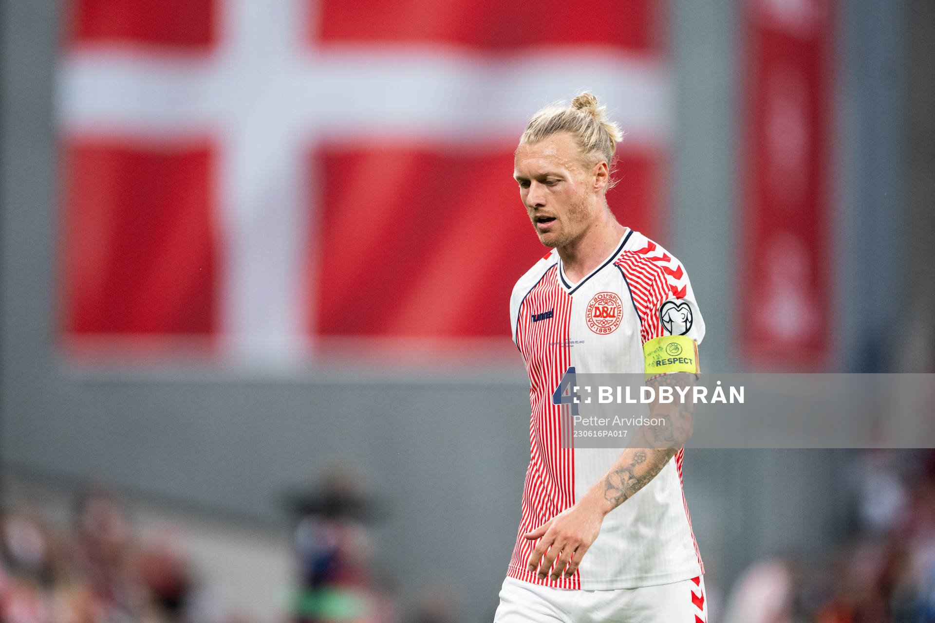 Simon Kjær of Denmark looks dejected