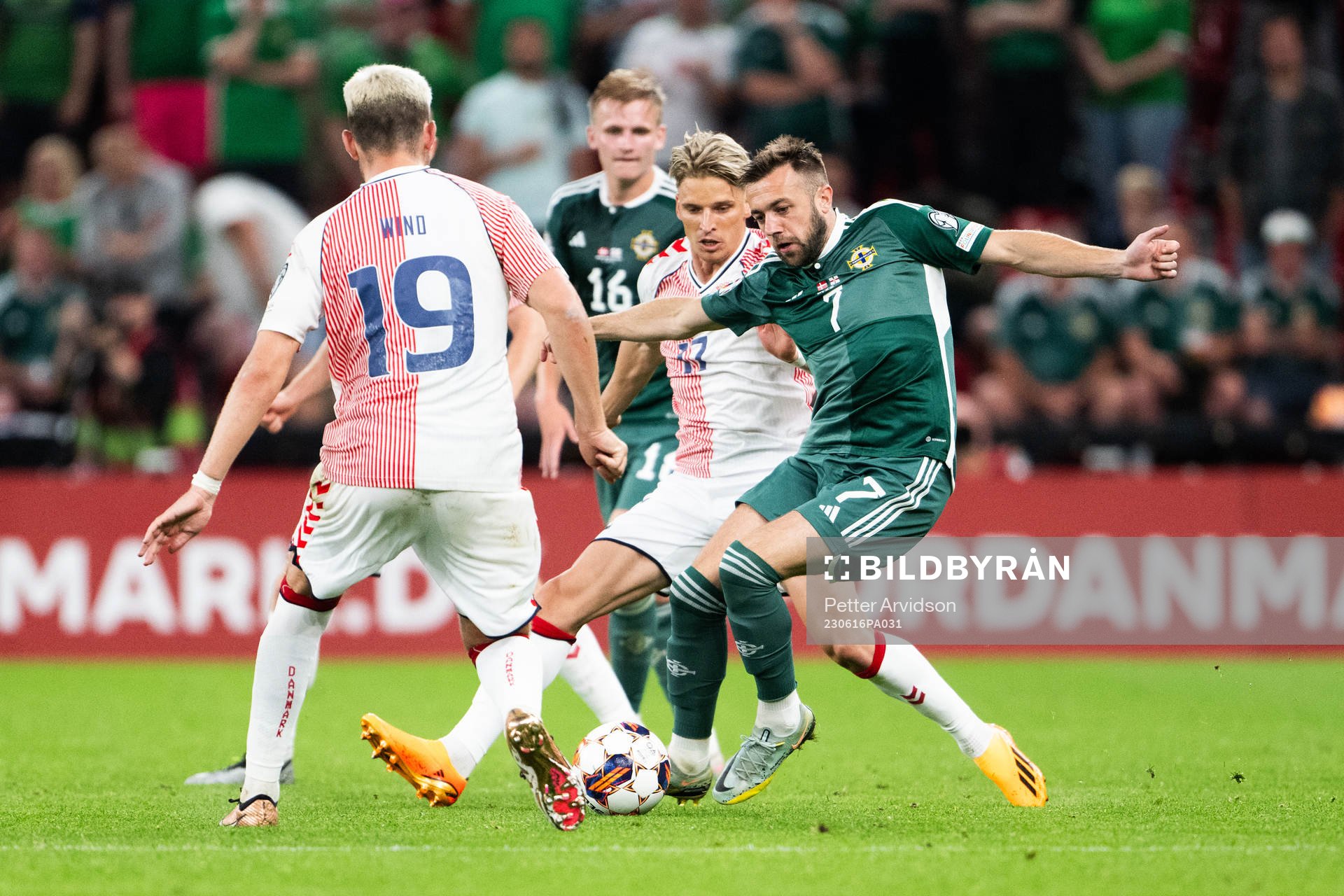 Jens Stryger of Denmark and Conor McMenamin of Northern