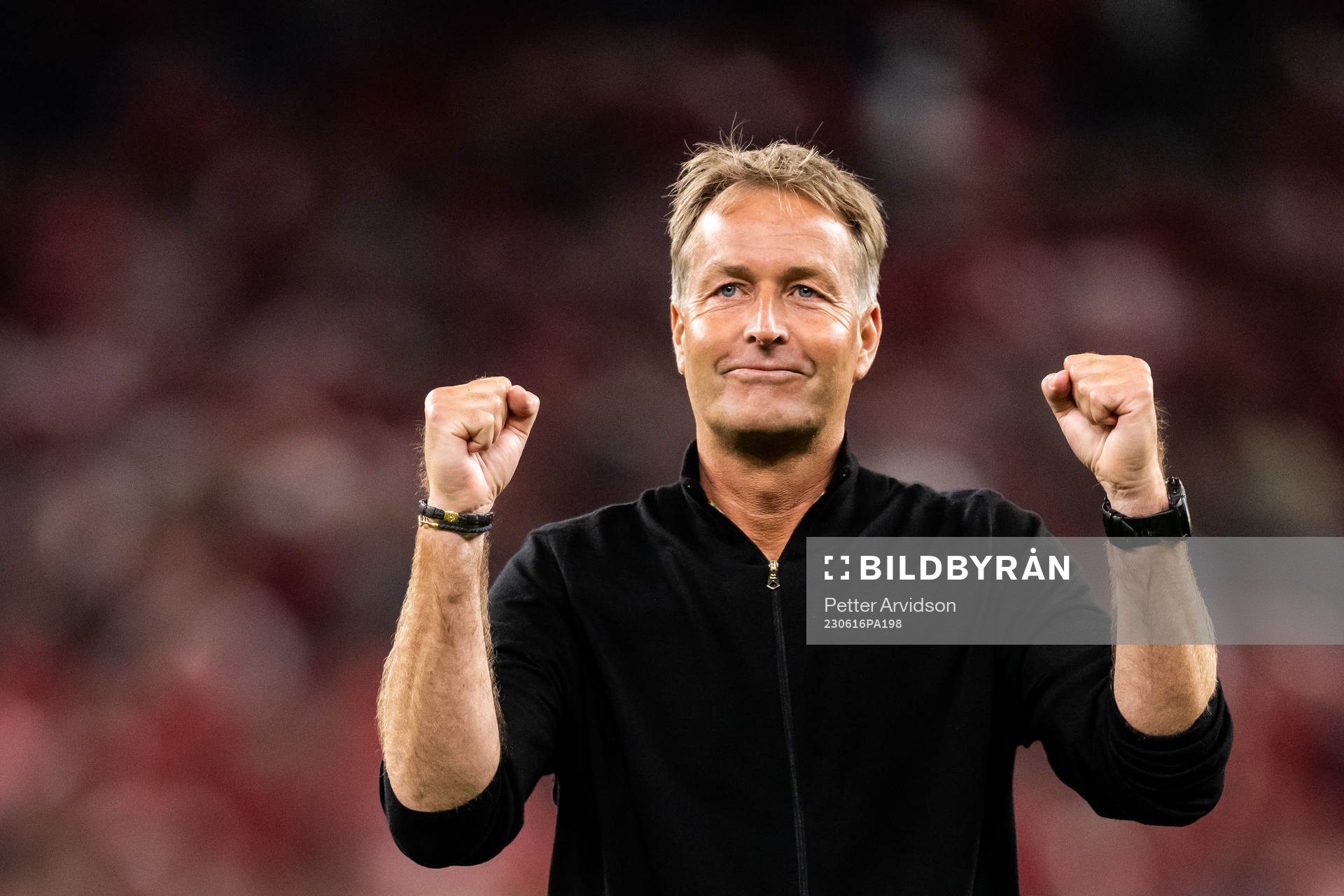 Head coach Kasper Hjulmand of Denmark celebrates