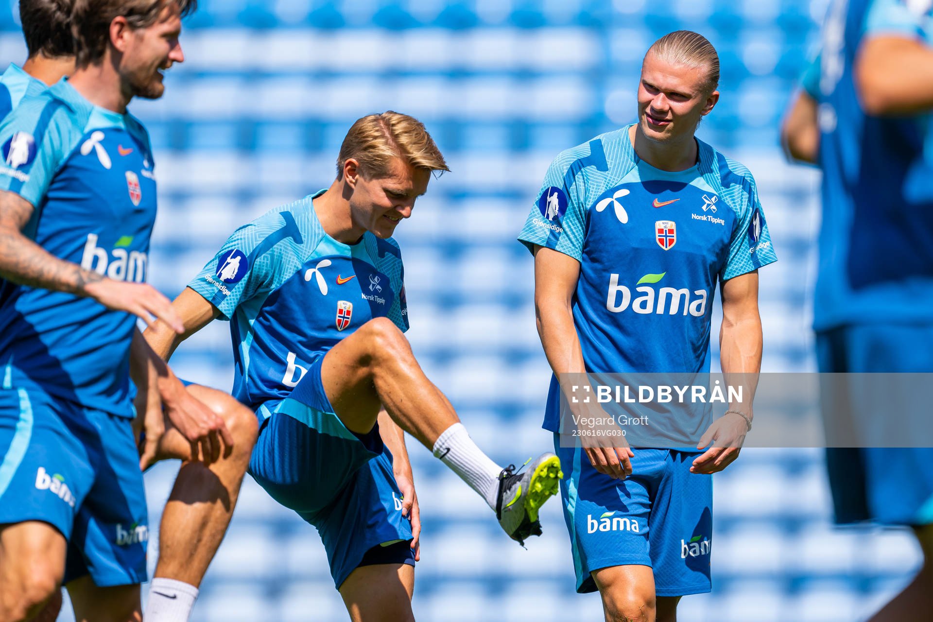 Martin Ødegaard and Erling Braut Haaland of the Norwegian
