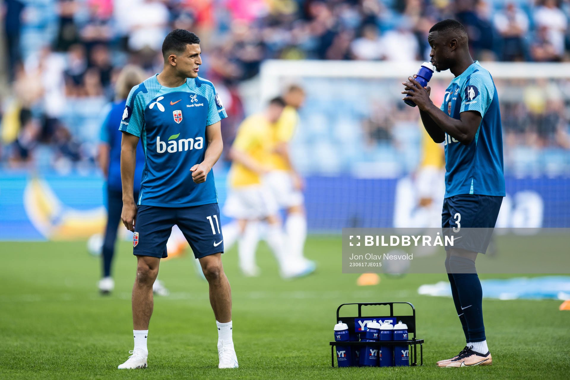 Mohamed Elyounoussi and Brice Wembangomo of Norway
