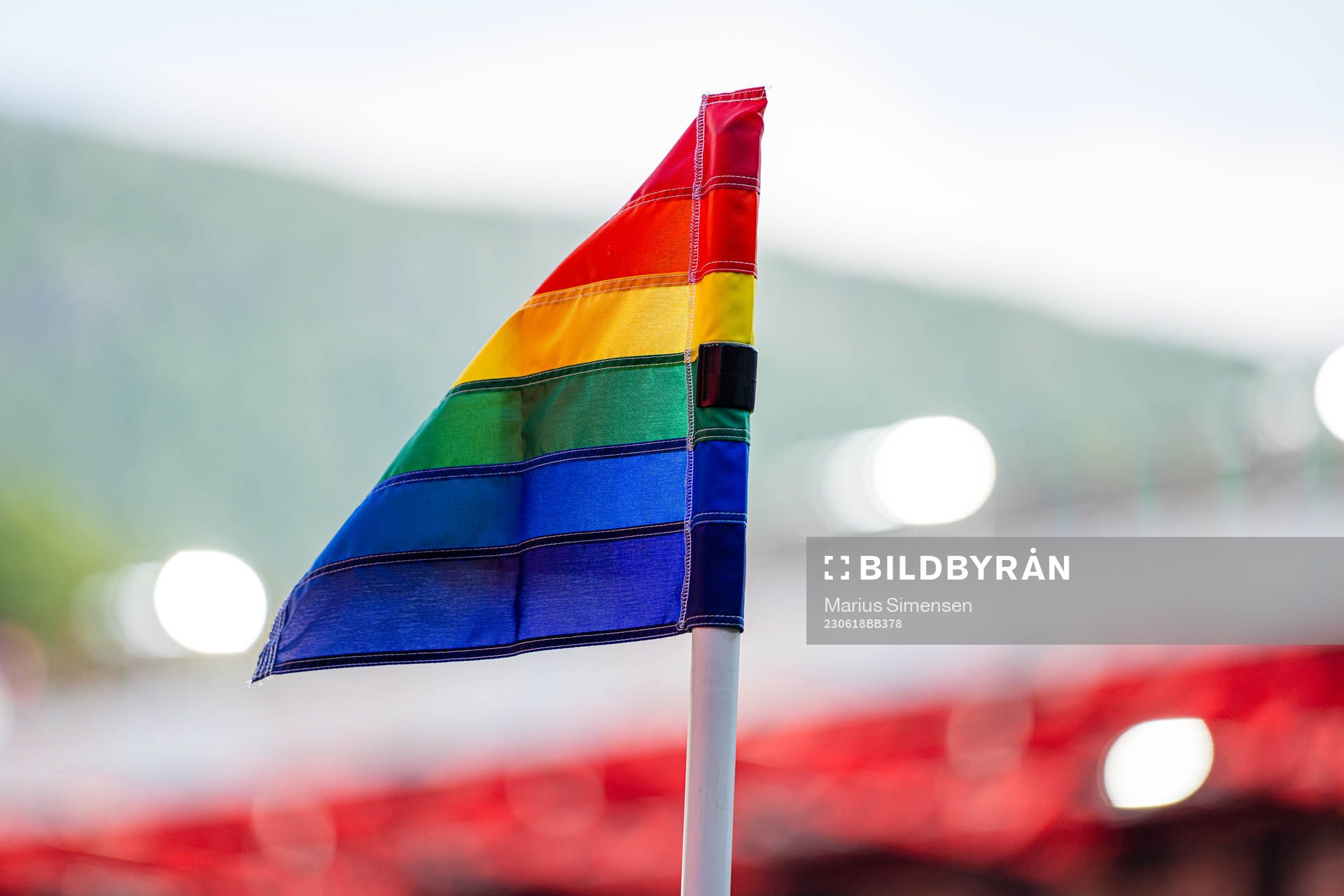 A rainbow flag at Brann Stadion