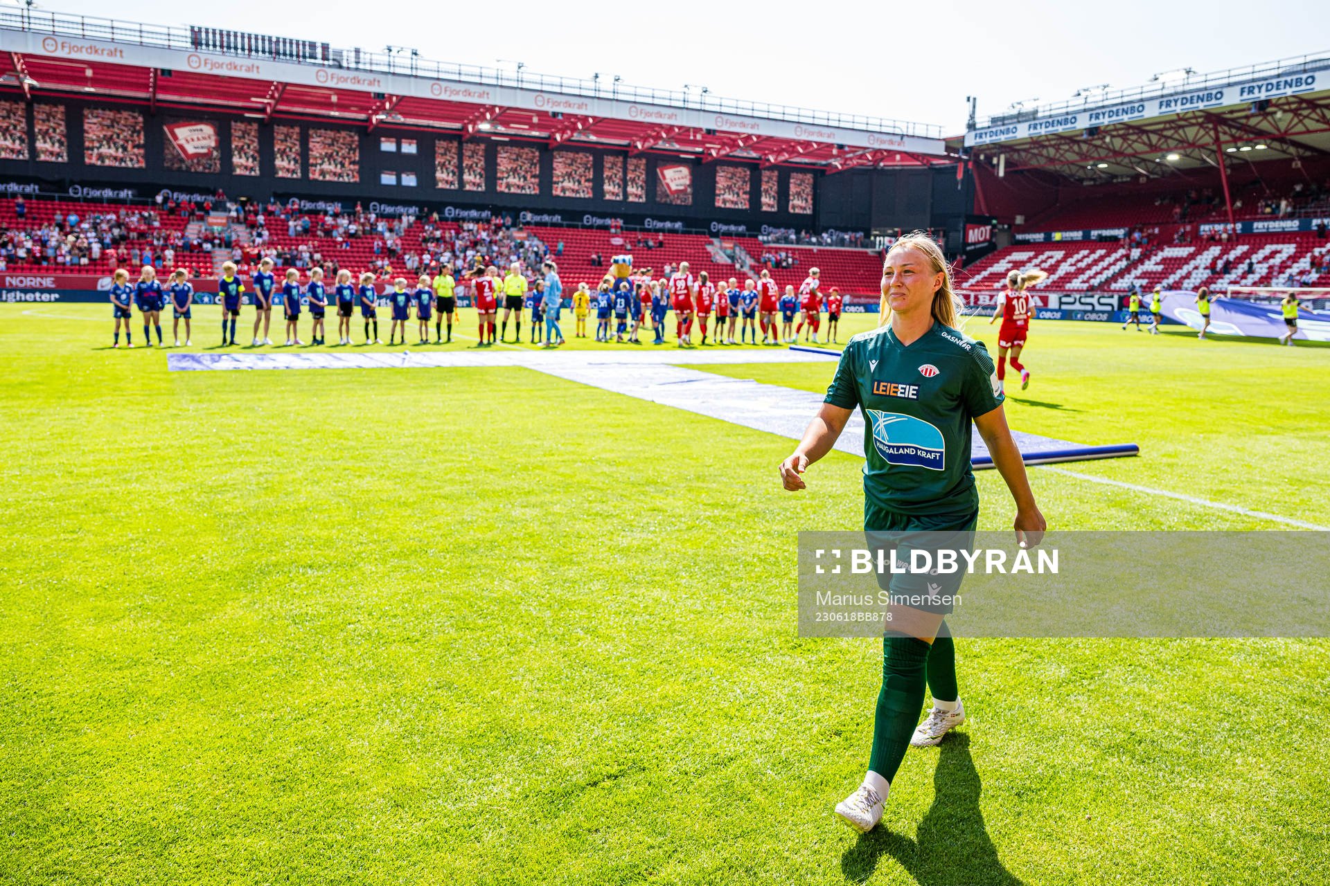 Maria Hovmark of Avaldsnes ahead of the Toppserien football match between Brann and Avaldsnes on June 18, 2023 in Bergen.