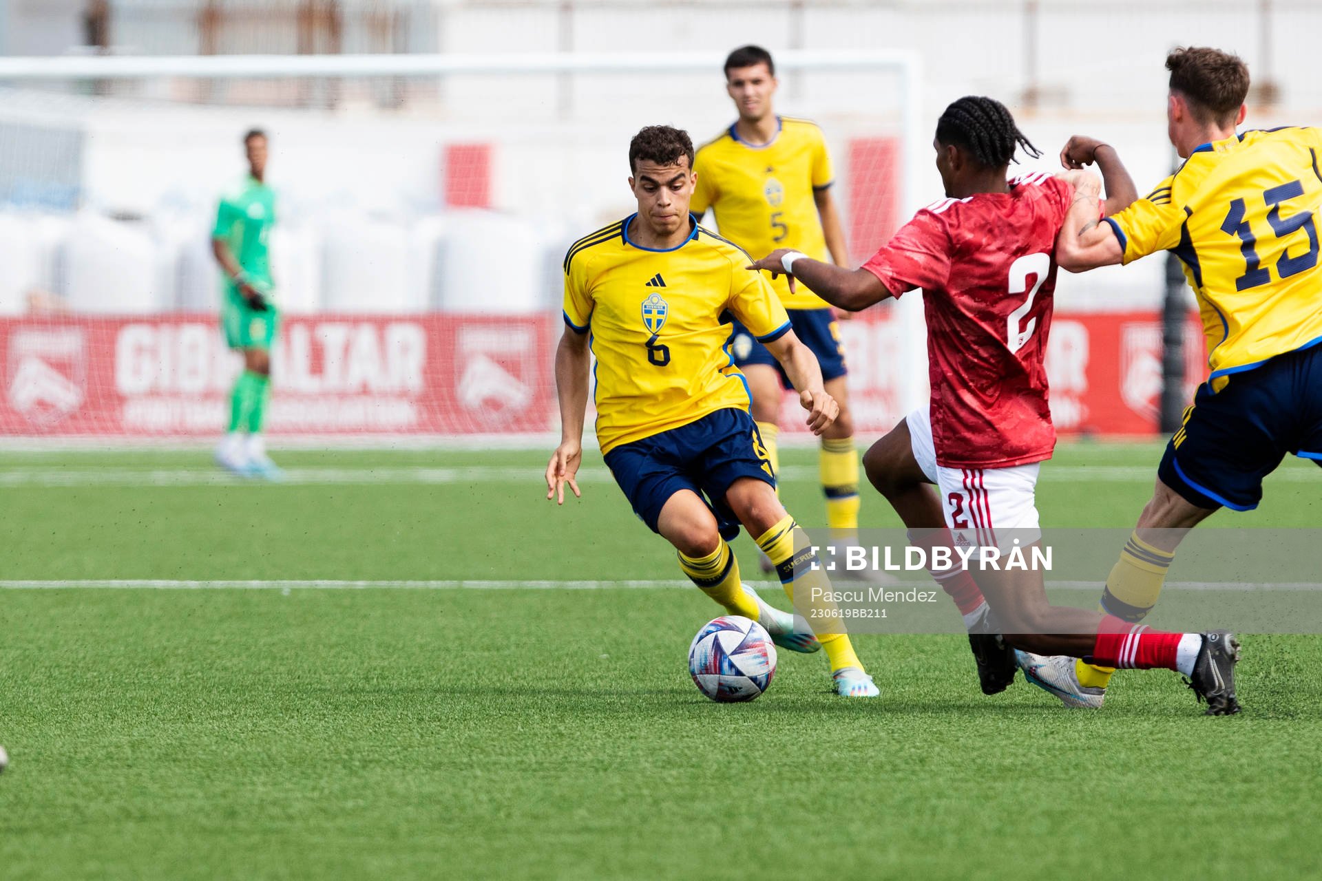 Yasin Ayari of Sweden and Bilal Douah of Gibraltar