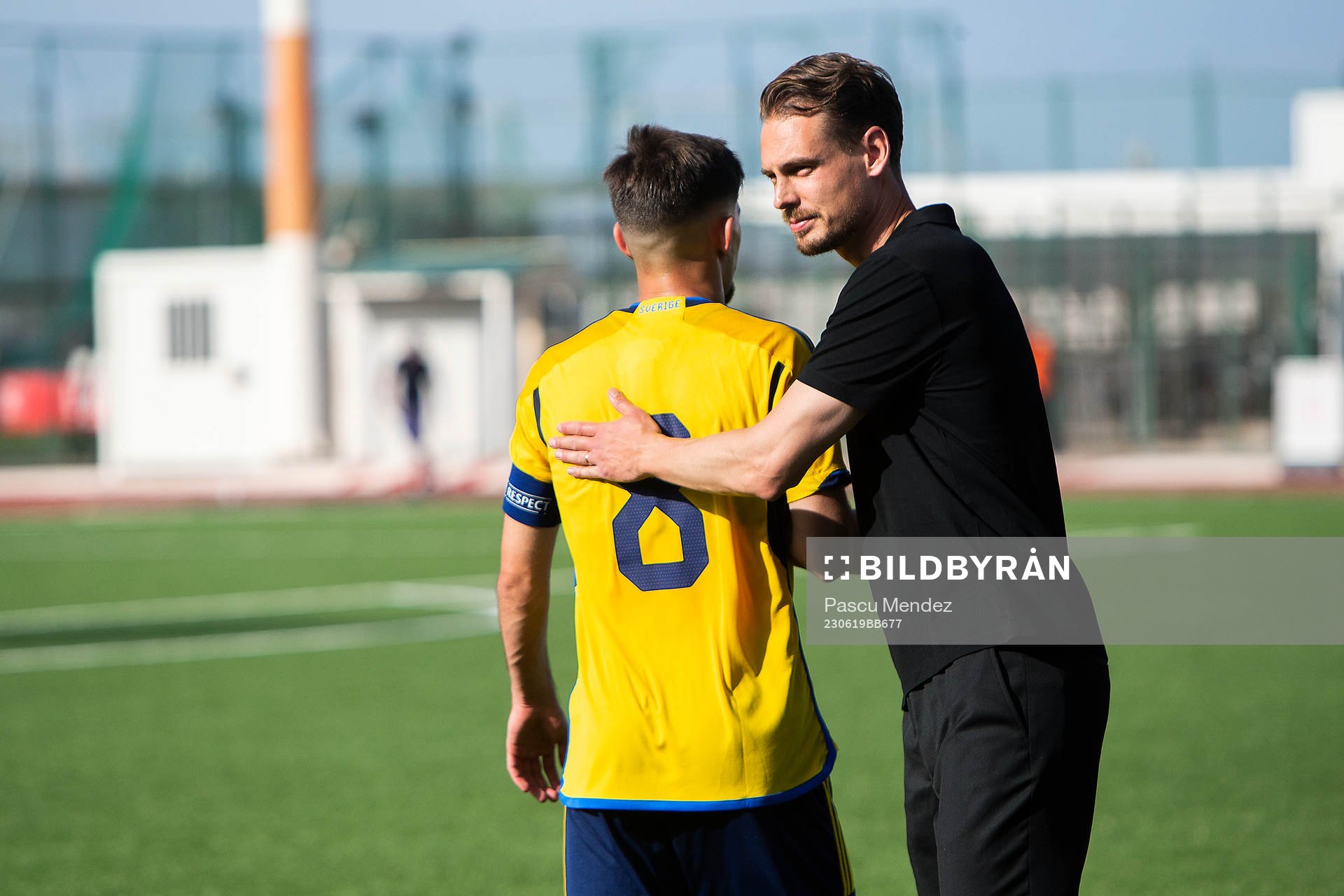 Armin Gigovic and national team U21 captain Daniel Bäckström of Sweden during the UEFA European U-21 qualifying football match between Sweden and Gibraltar on June 19, 2023 in Gibraltar.
