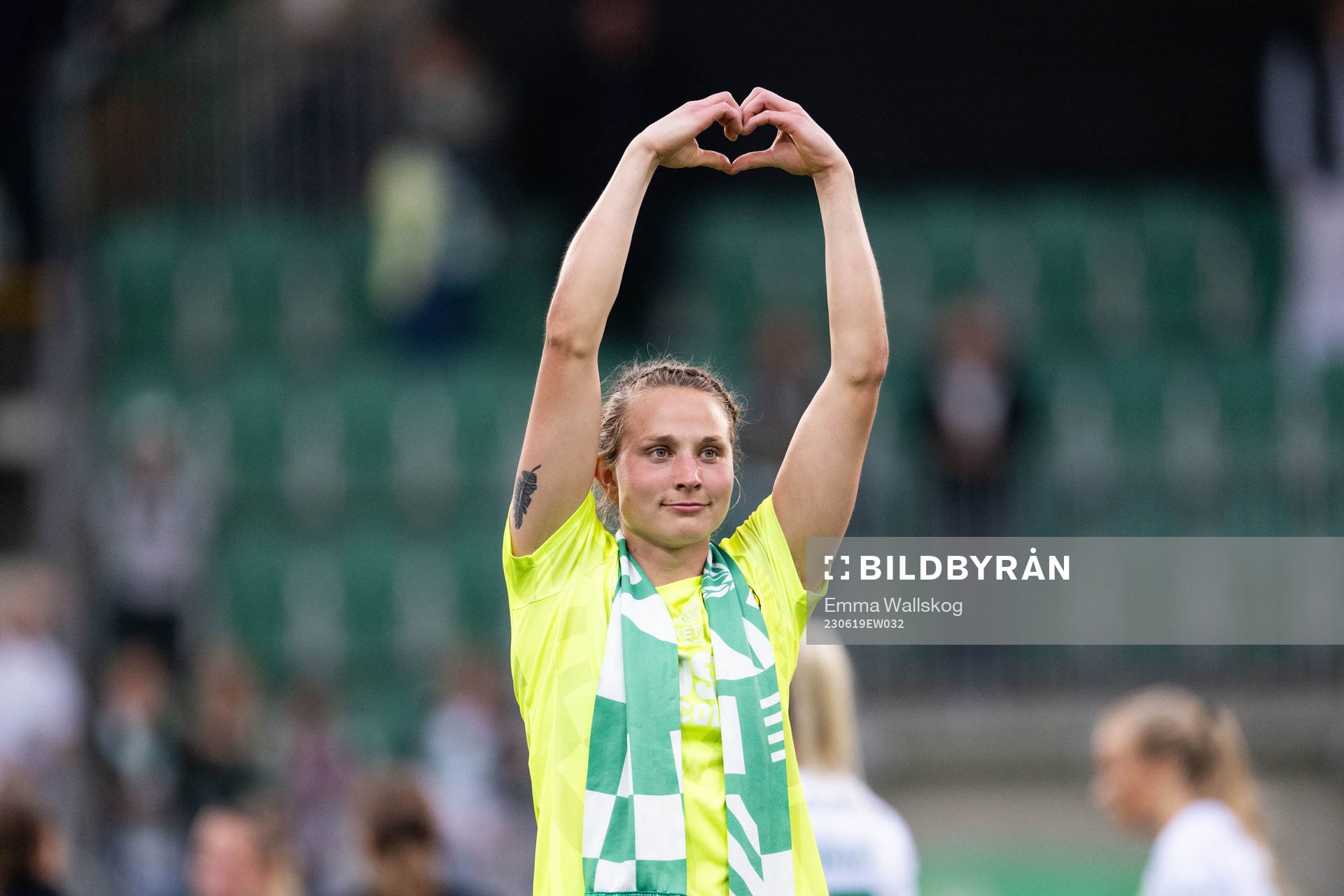 Hammarbys målvakt Anna Tamminen jublar efter fotbollsmatchen i Damallsvenskan mellan Hammarby och Örebro den 19 juni 2023 i Stockholm. 