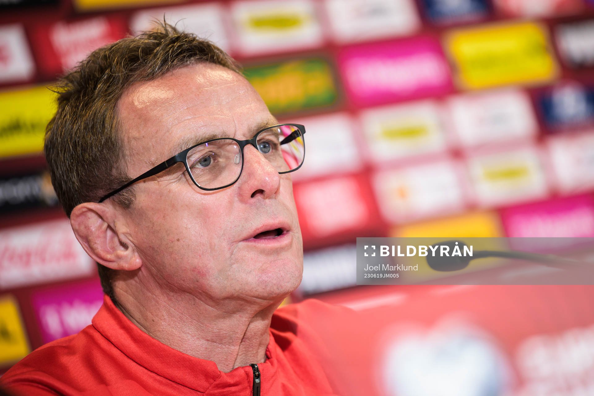 Head coach Ralf Rangnick of the Austrian national football team at a press conference on June 19, 2023 in Vienna. 