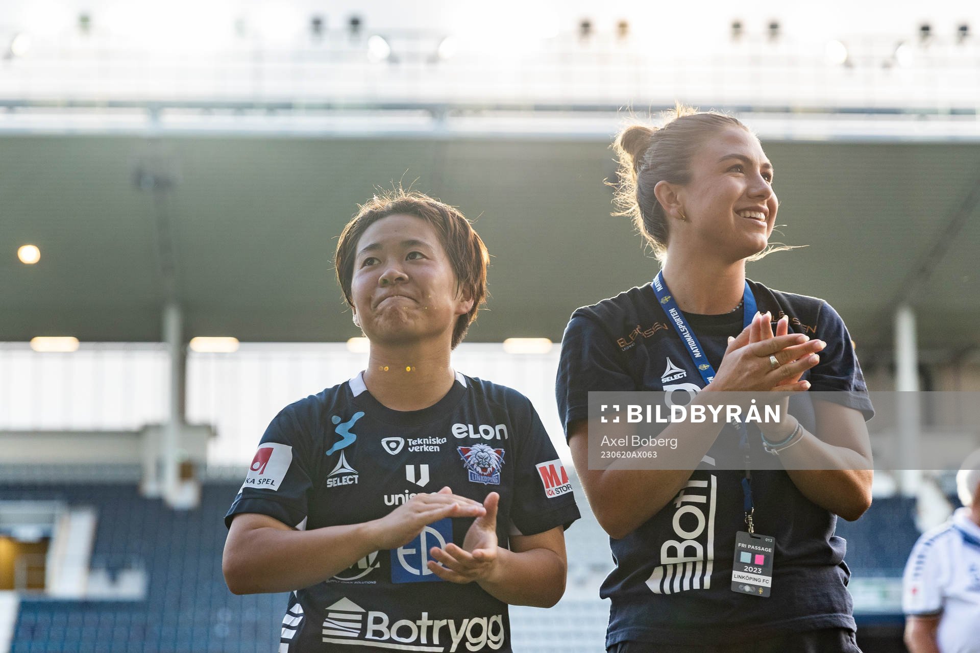 Linköpings Yuka Momiki jublar efter fotbollsmatchen i Damallsvenskan mellan Linköping och Djurgården den 20 juni 2023 i Linköping. 