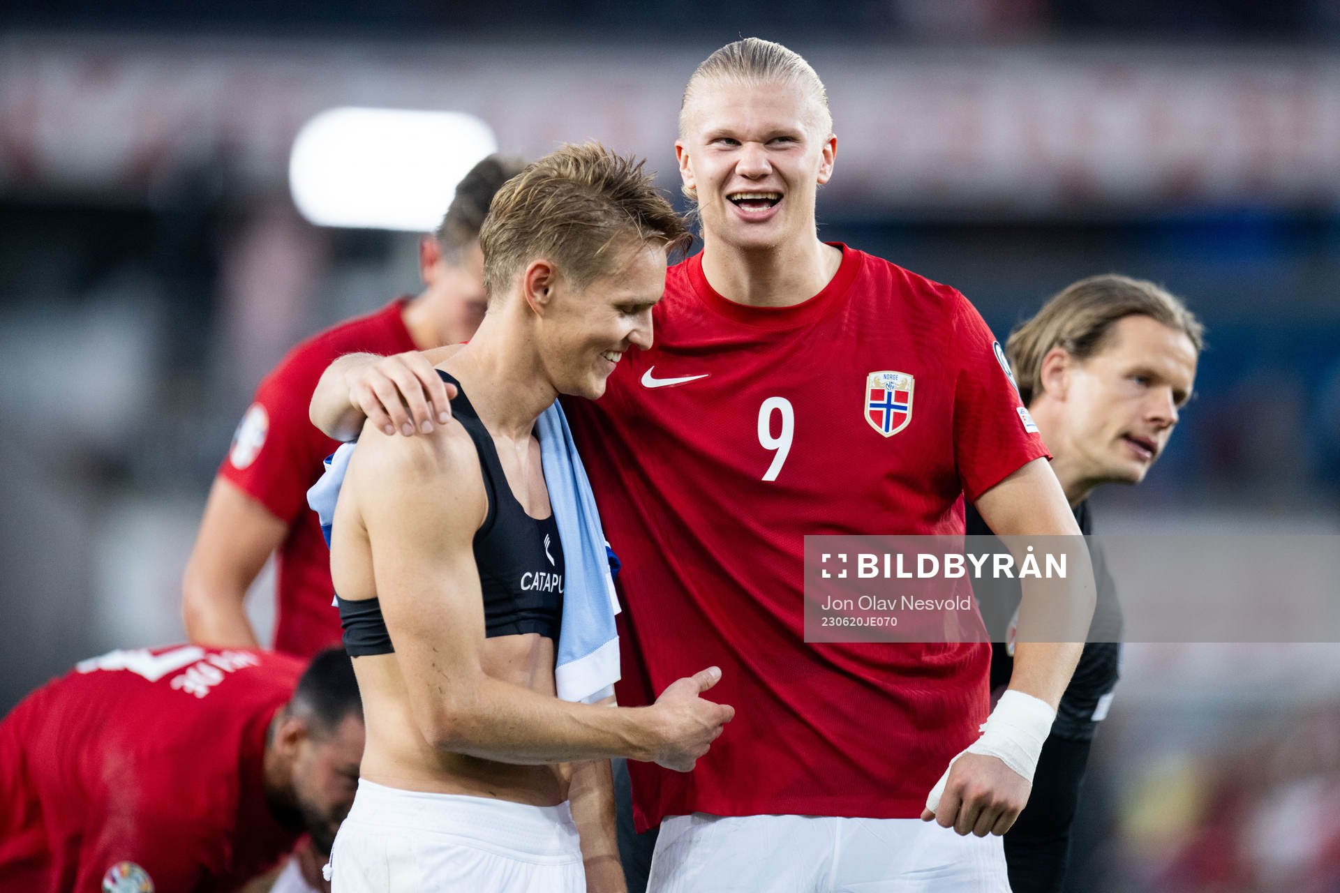Martin Ødegaard and Erling Braut Haaland of Norway