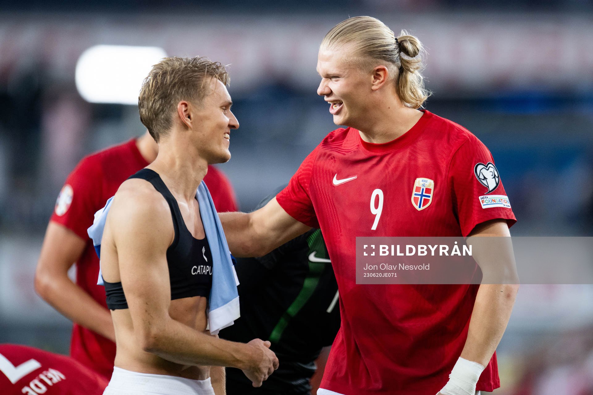 Martin Ødegaard and Erling Braut Haaland of Norway