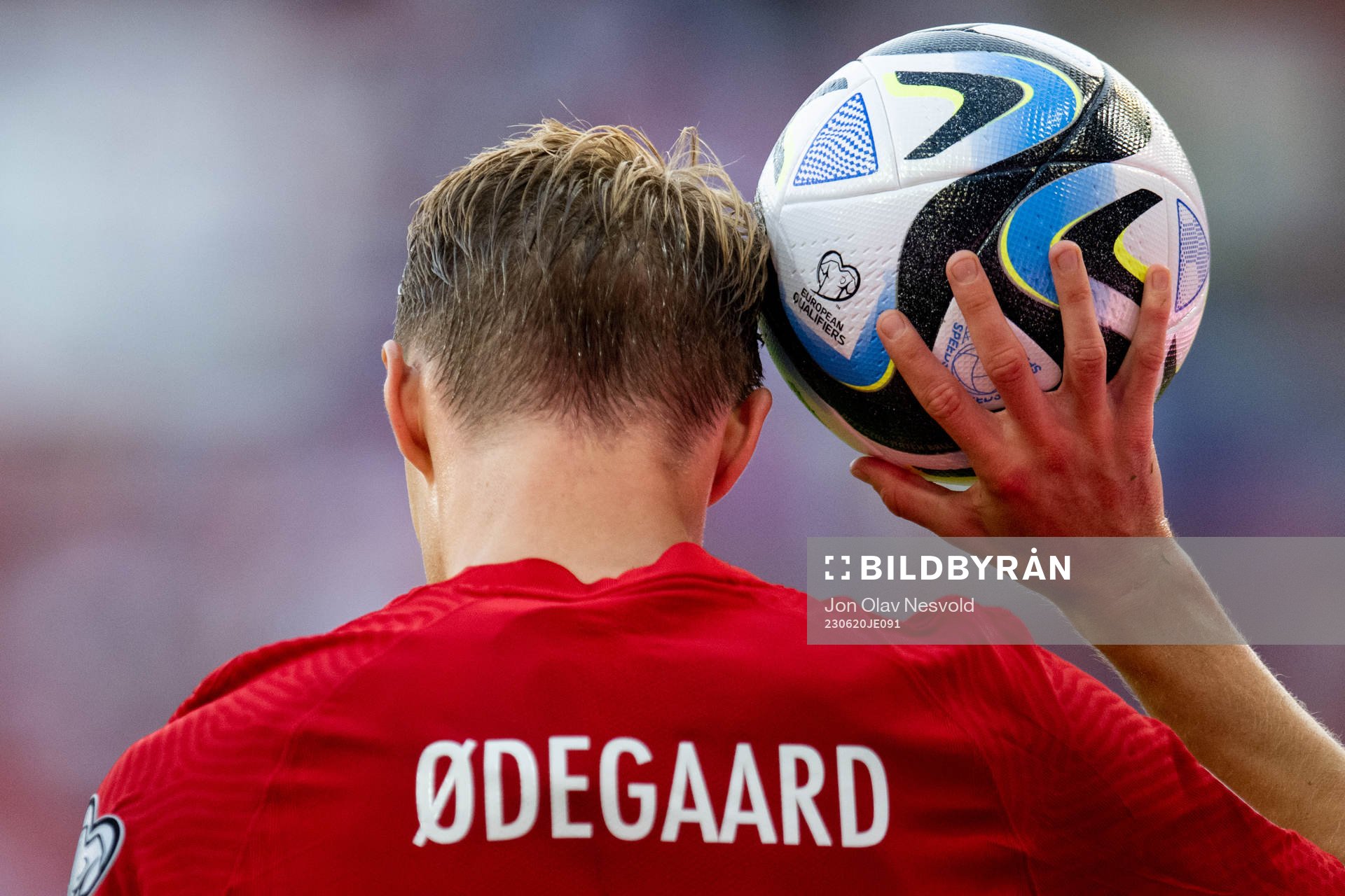 Martin Ødegaard of Norway with the matchball