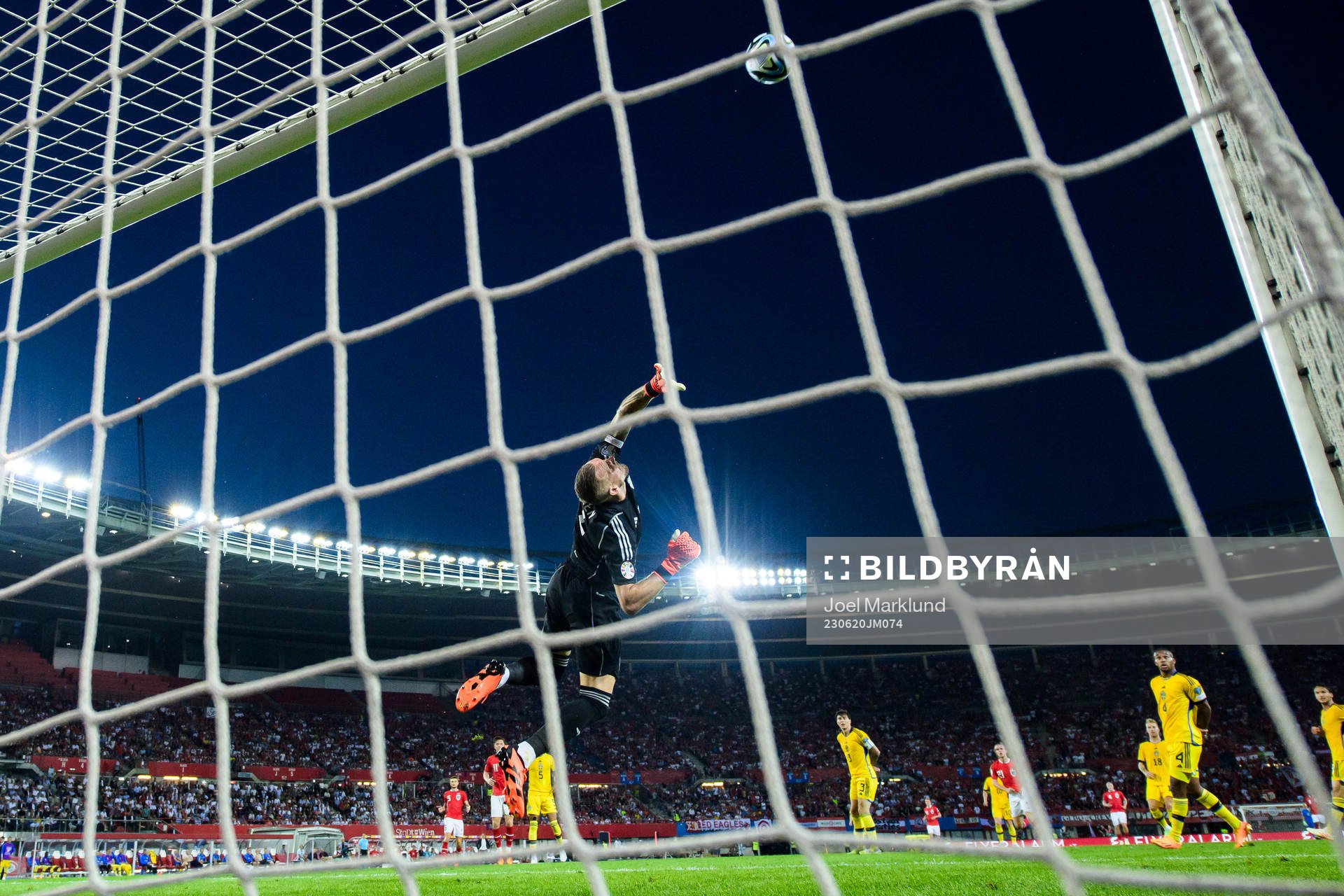 Goalkeeper Robin Olsen of Sweden makes a save