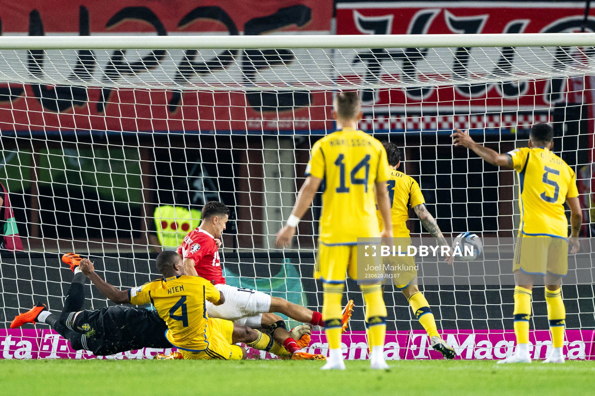 Christoph Baumgartner of Austria scores 1-0