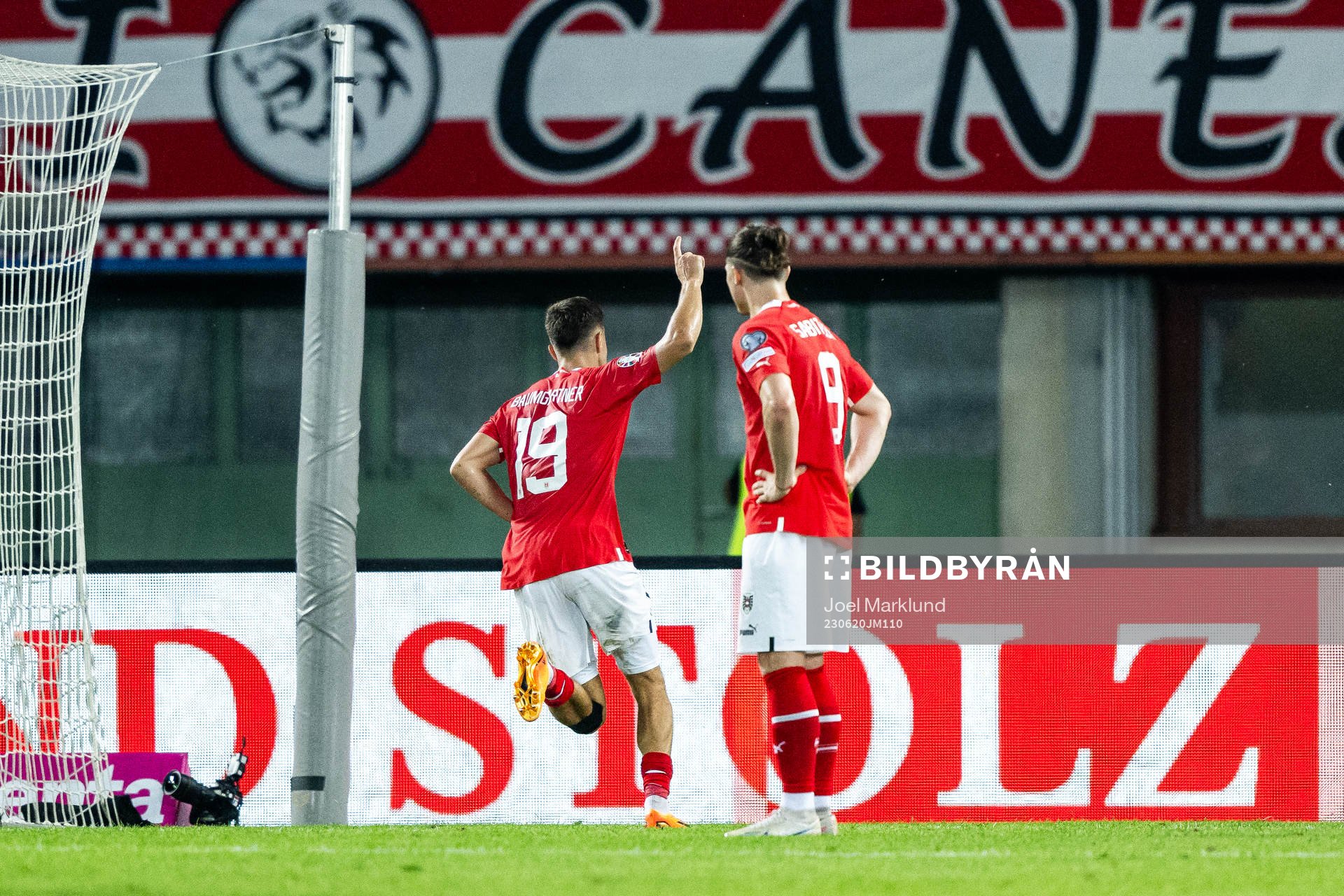 Christoph Baumgartner of Austria celebrates