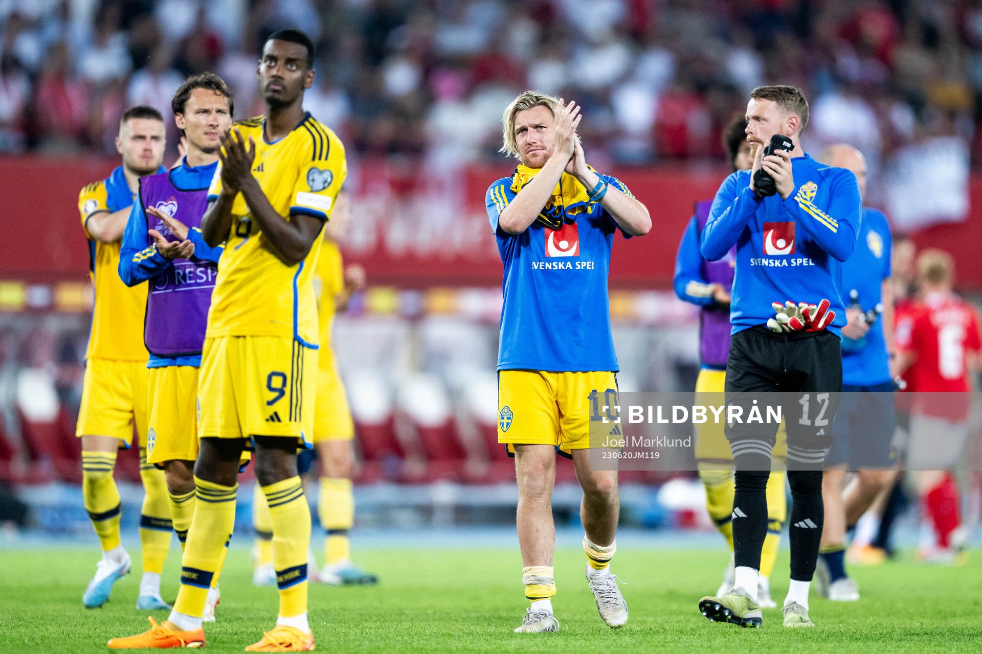 Martin Olsson, Alexander Isak, Emil Forsberg and goalkeeper