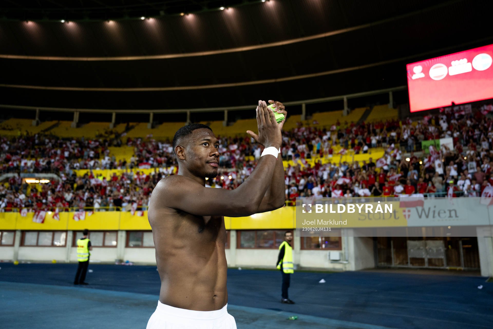 David Alaba of Austria celebrates