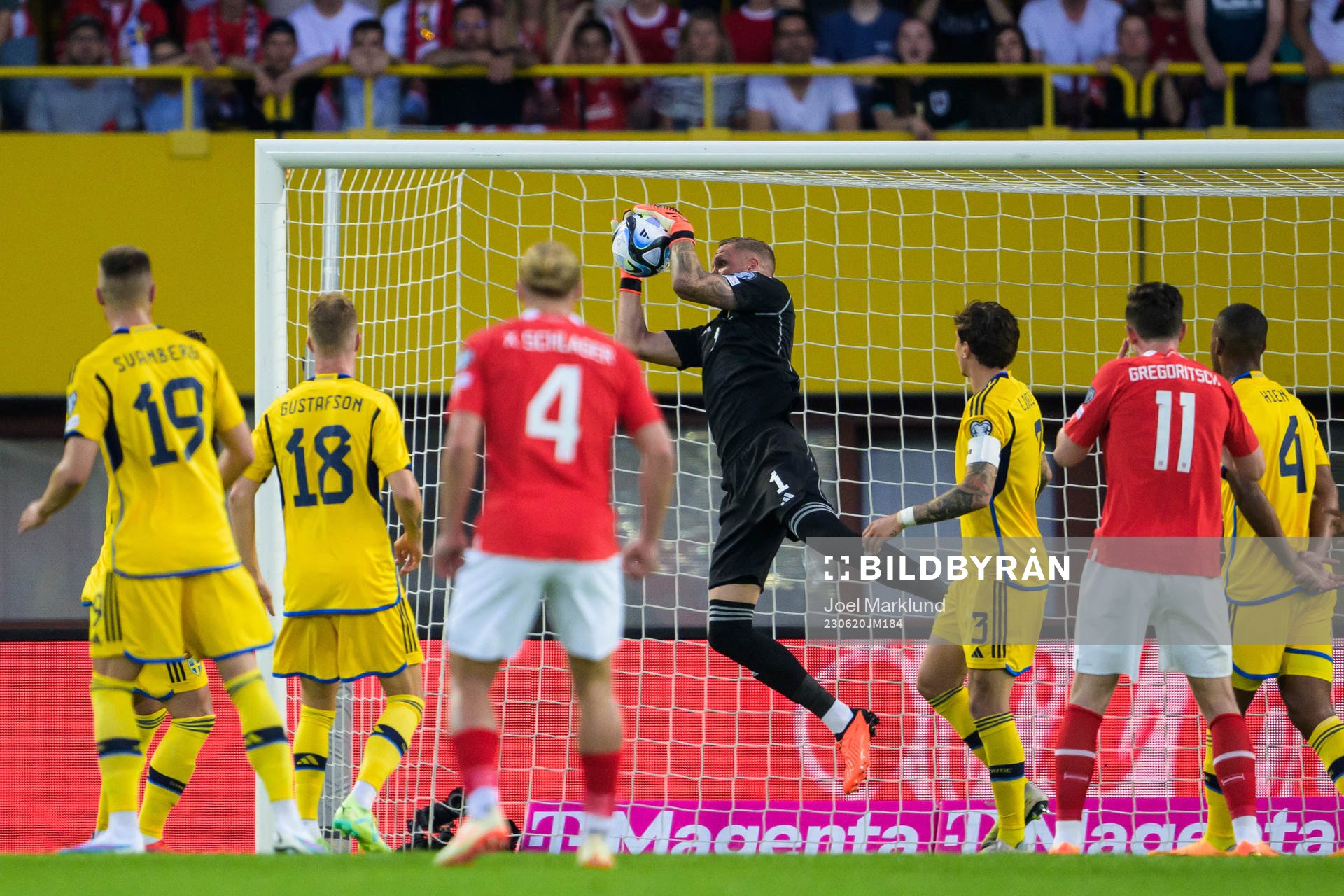 Goalkeeper Robin Olsen of Sweden makes a save