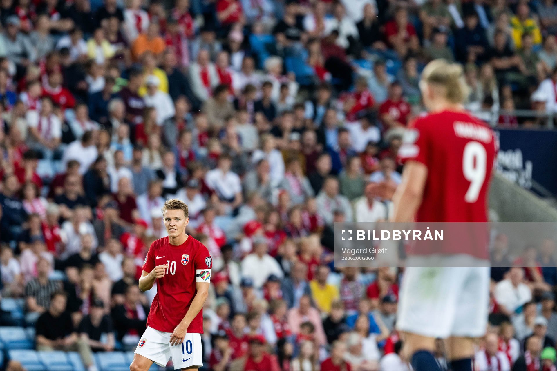 Martin Ødegaard and Erling Braut Haaland of Norway