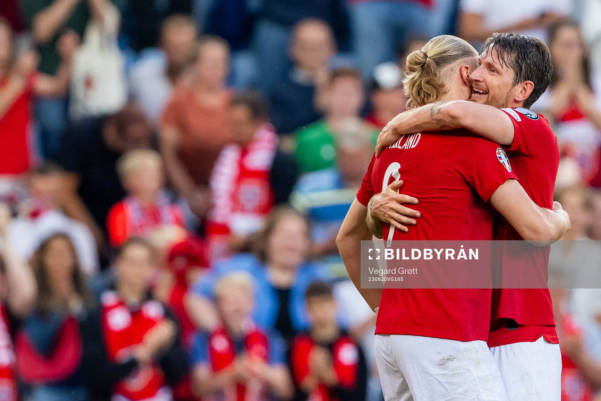 Erling Braut Haaland of Norway celebrates with Stefan
