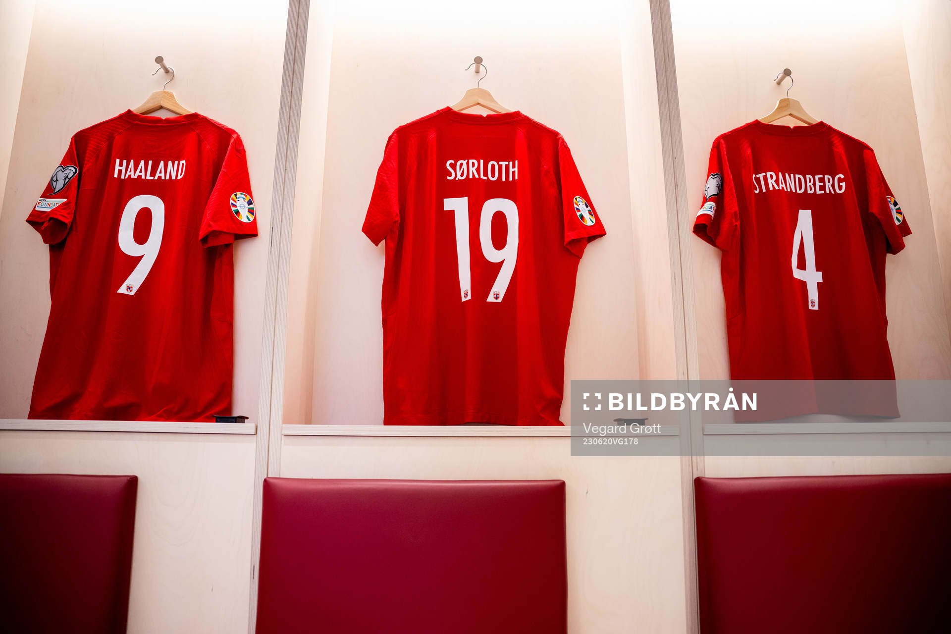 The kits of Erling Braut Haaland, Alexander Sørloth and